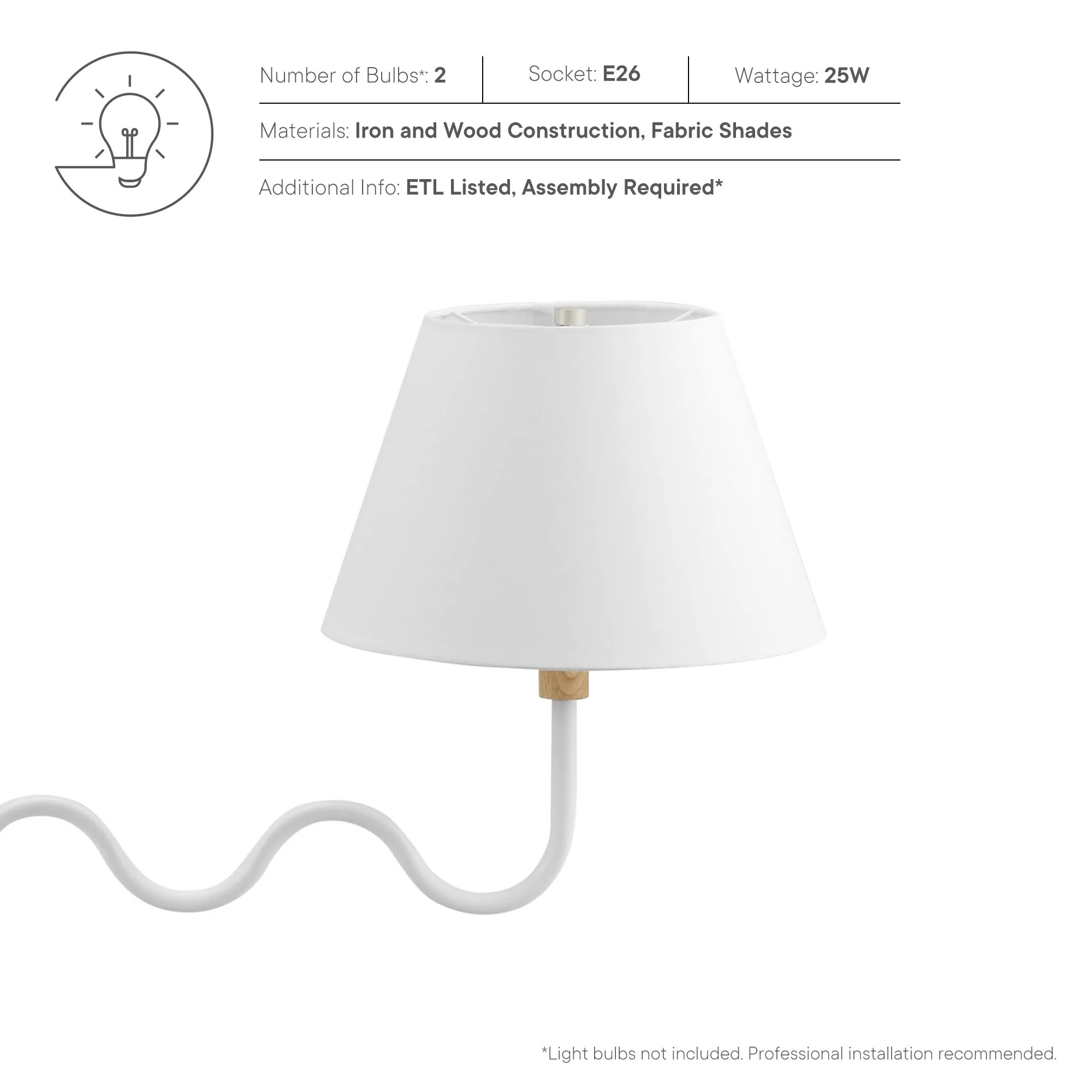Sunlit Squiggle 2-Arm Pendant Light by Modway - Image 6