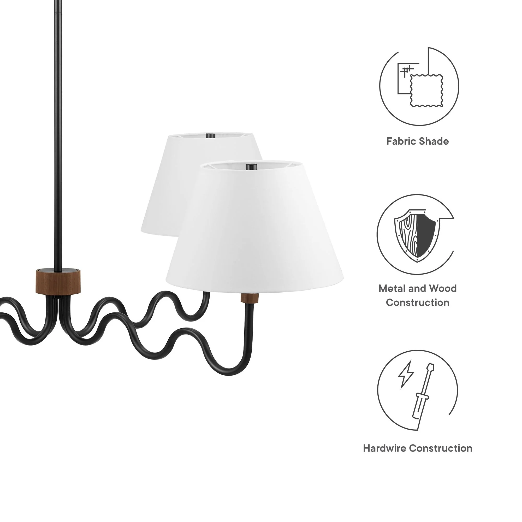 Sunlit Squiggle 4-Arm Pendant Light by Modway - Image 16