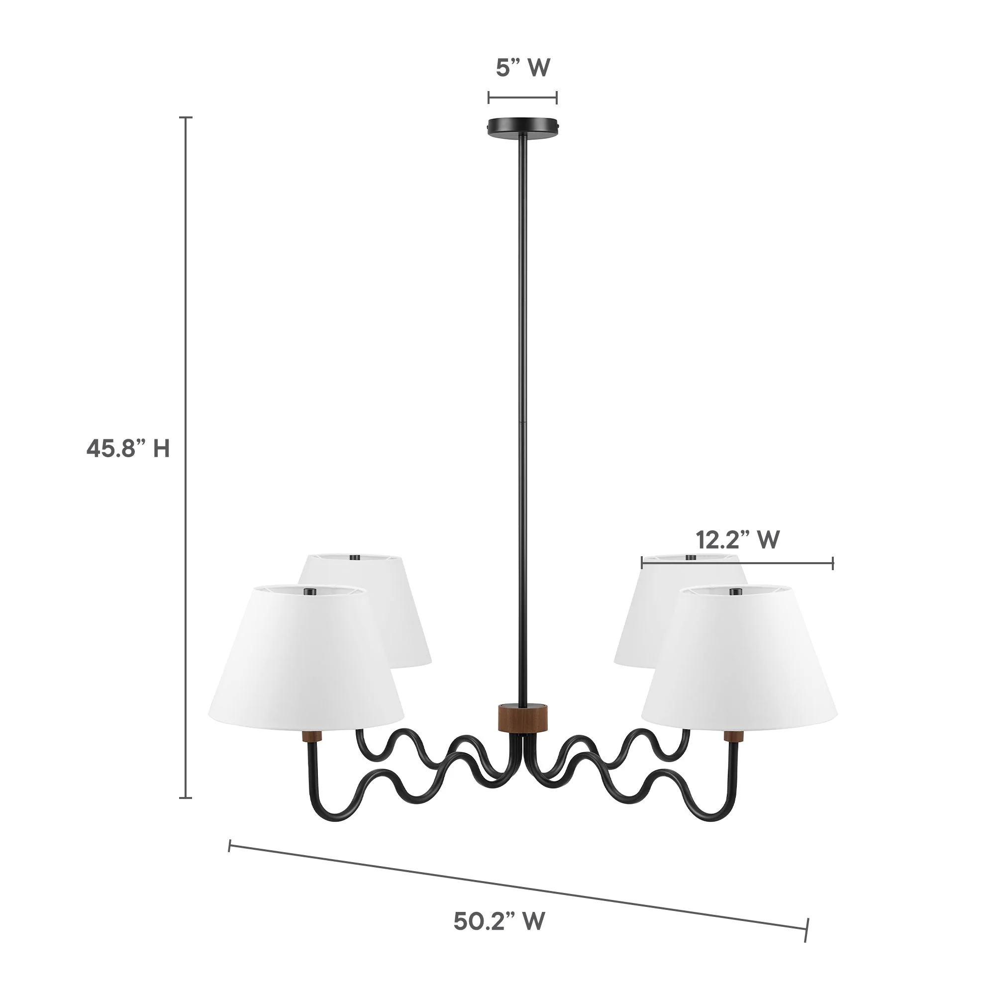 Sunlit Squiggle 4-Arm Pendant Light by Modway - Image 18
