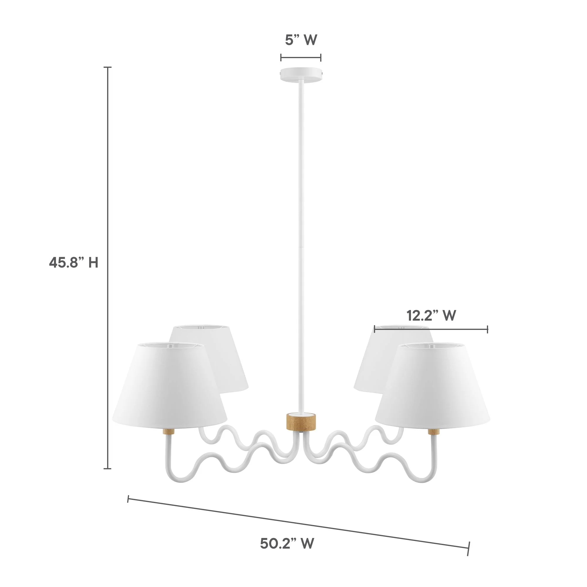 Sunlit Squiggle 4-Arm Pendant Light by Modway - Image 9