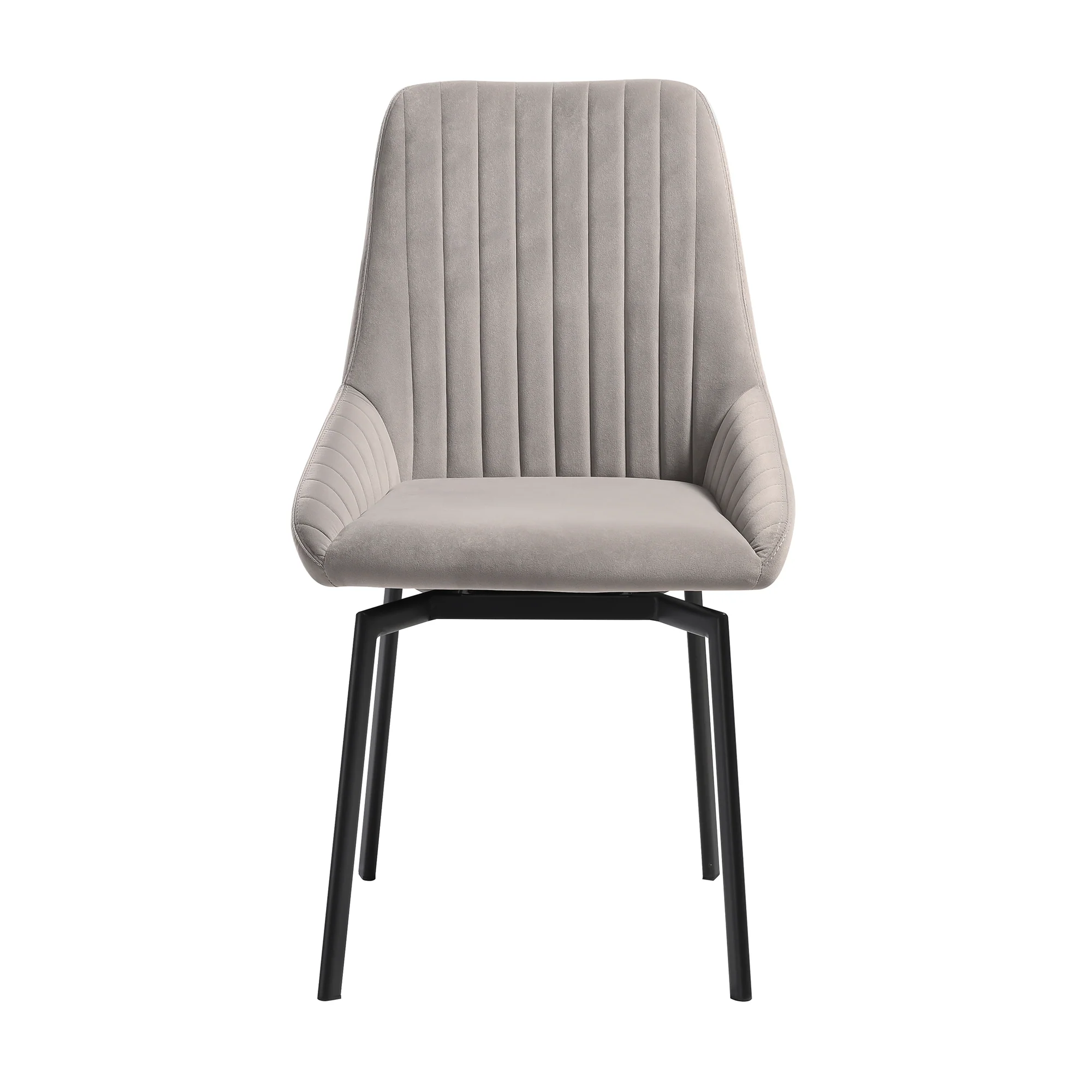 Susie Swivel Upholstered Dining Chair in Gray Fabric with Black Metal Legs - Set of 2 By Armen Living - Image 5