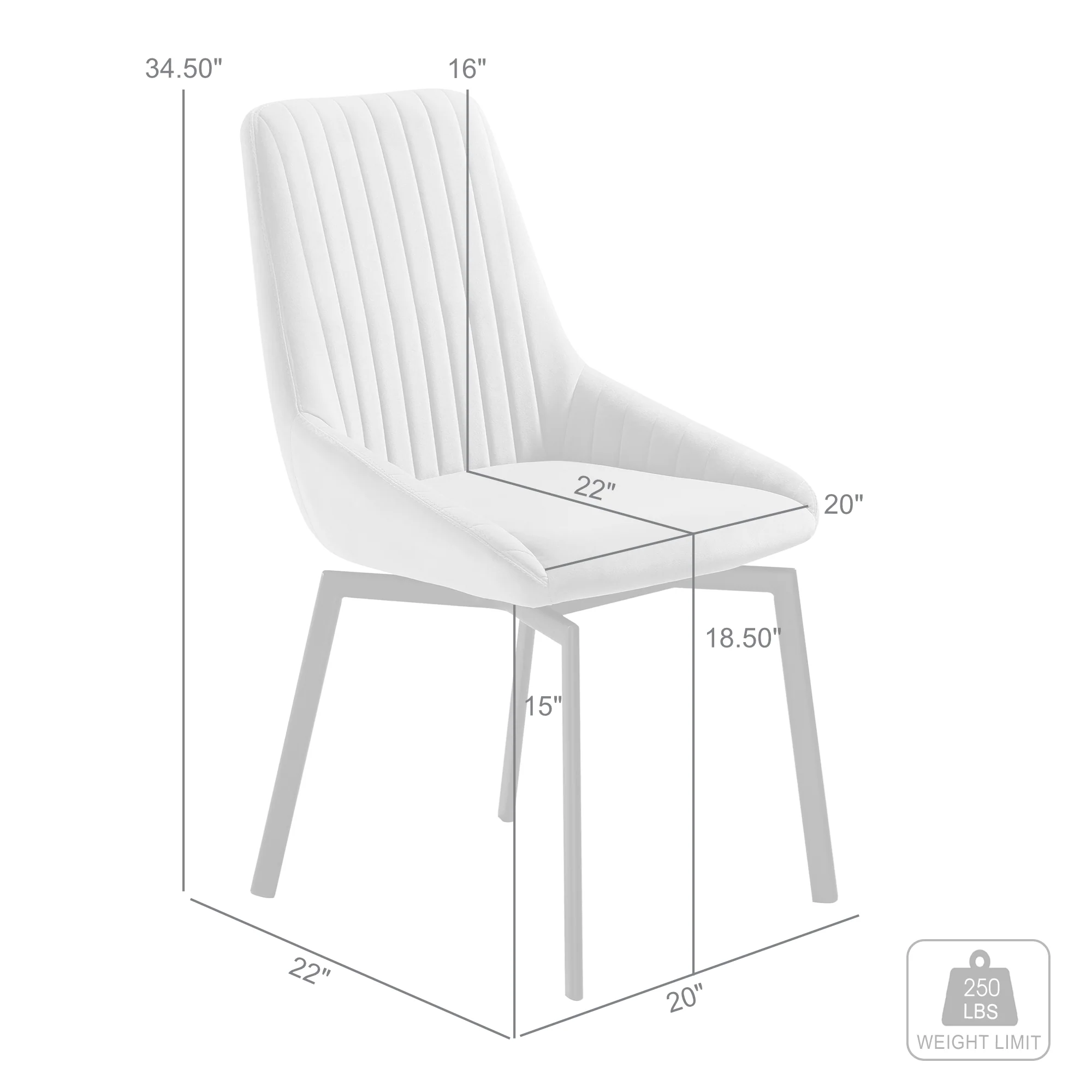 Susie Swivel Upholstered Dining Chair in Gray Fabric with Black Metal Legs - Set of 2 By Armen Living - Image 9