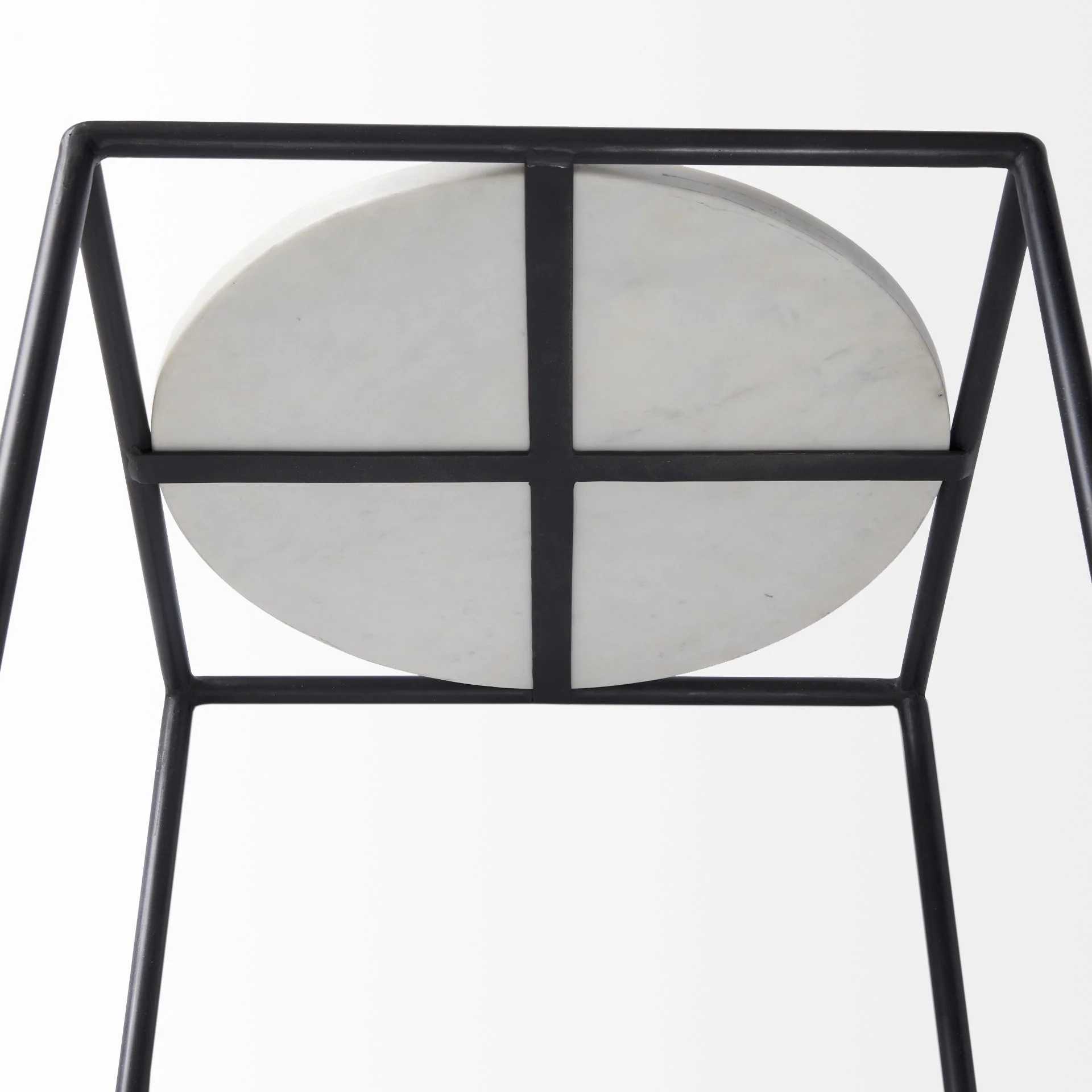 Suspended White Marble Black Metal Geo Side Table By Homeroots - Image 7