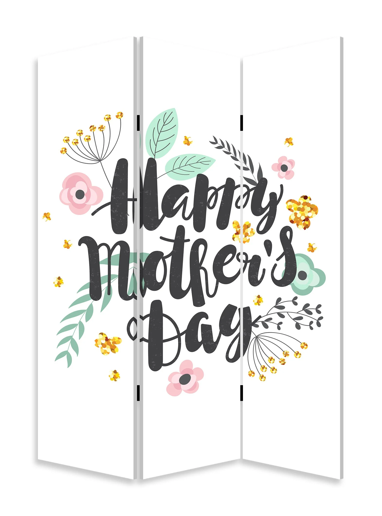 Sweet Floral Mother'S Day Three Panel Room Divider Screen By Homeroots - Image 2