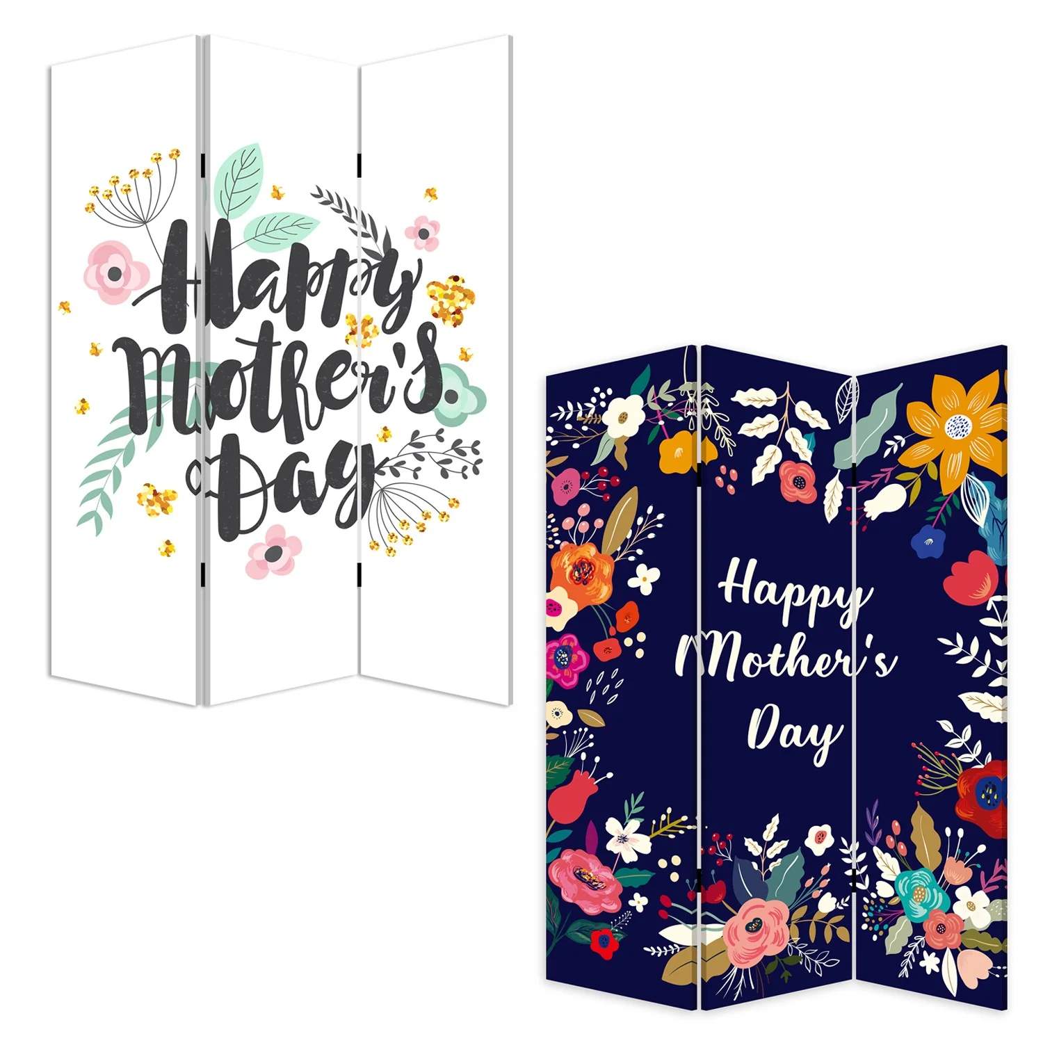 Sweet Floral Mother'S Day Three Panel Room Divider Screen By Homeroots - Image 4