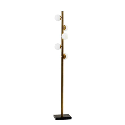 Swirled Sphere Brass Metal LED Floor Lamp By Homeroots - Image 2