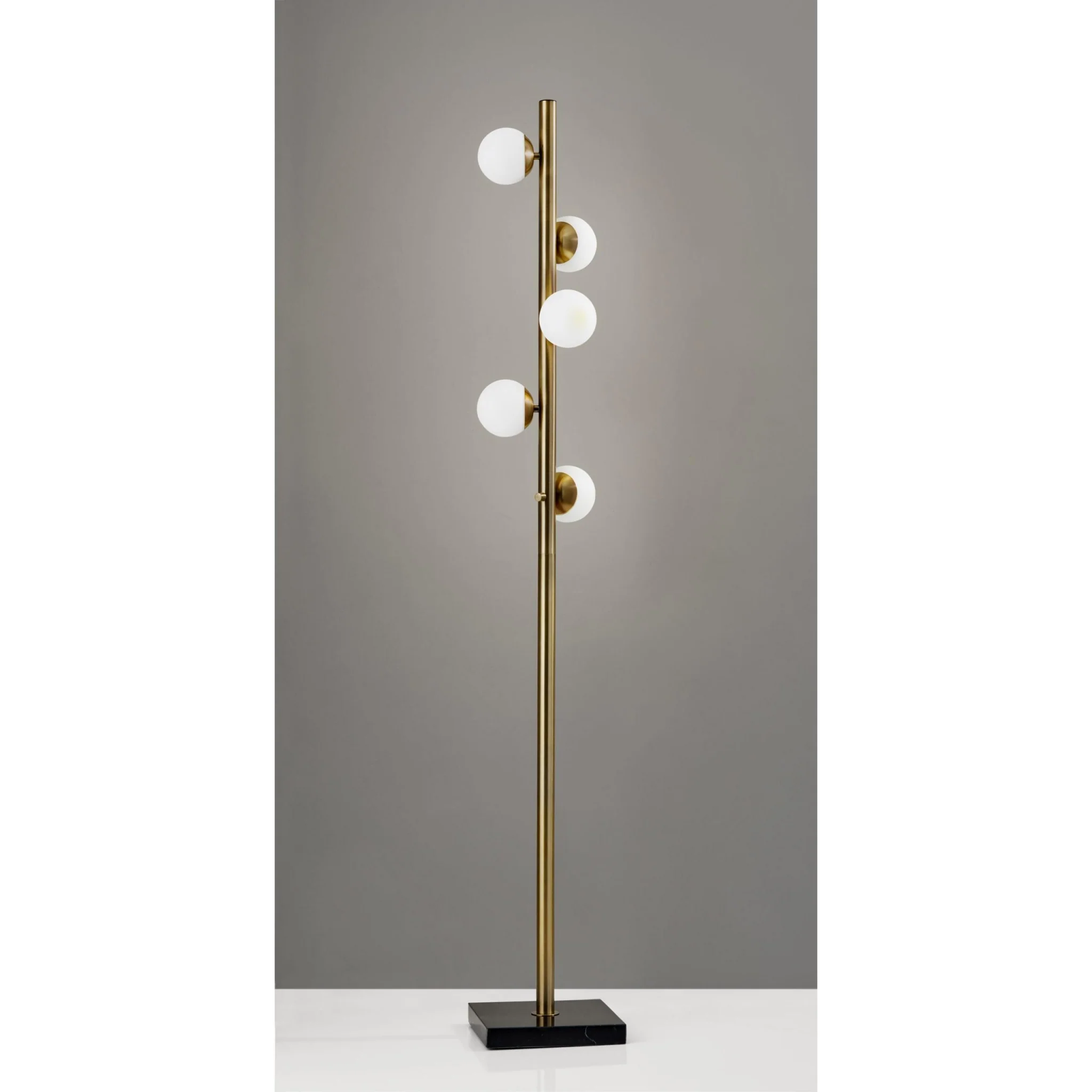 Swirled Sphere Brass Metal LED Floor Lamp By Homeroots - Image 4