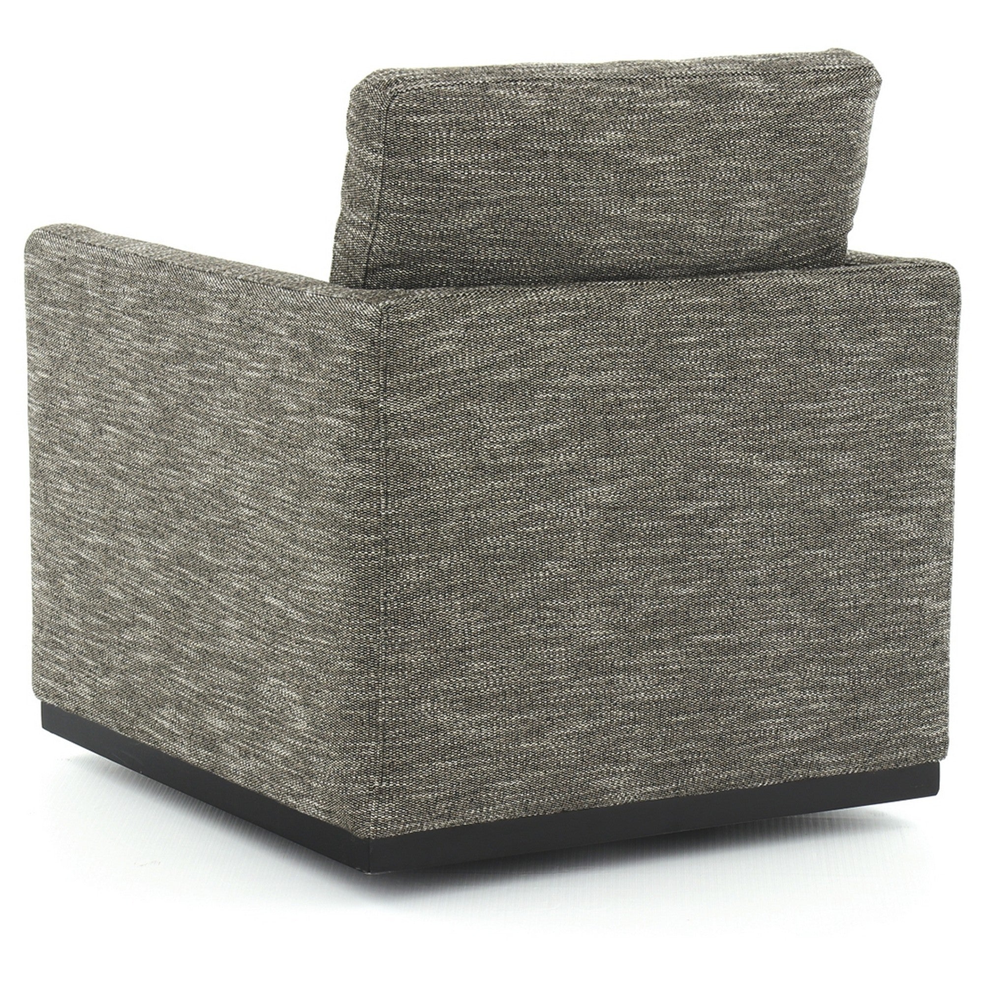 Swivel Fabric Upholstered Accent Chair With Track Arms And Trim Base Gray By Benzara - Image 2