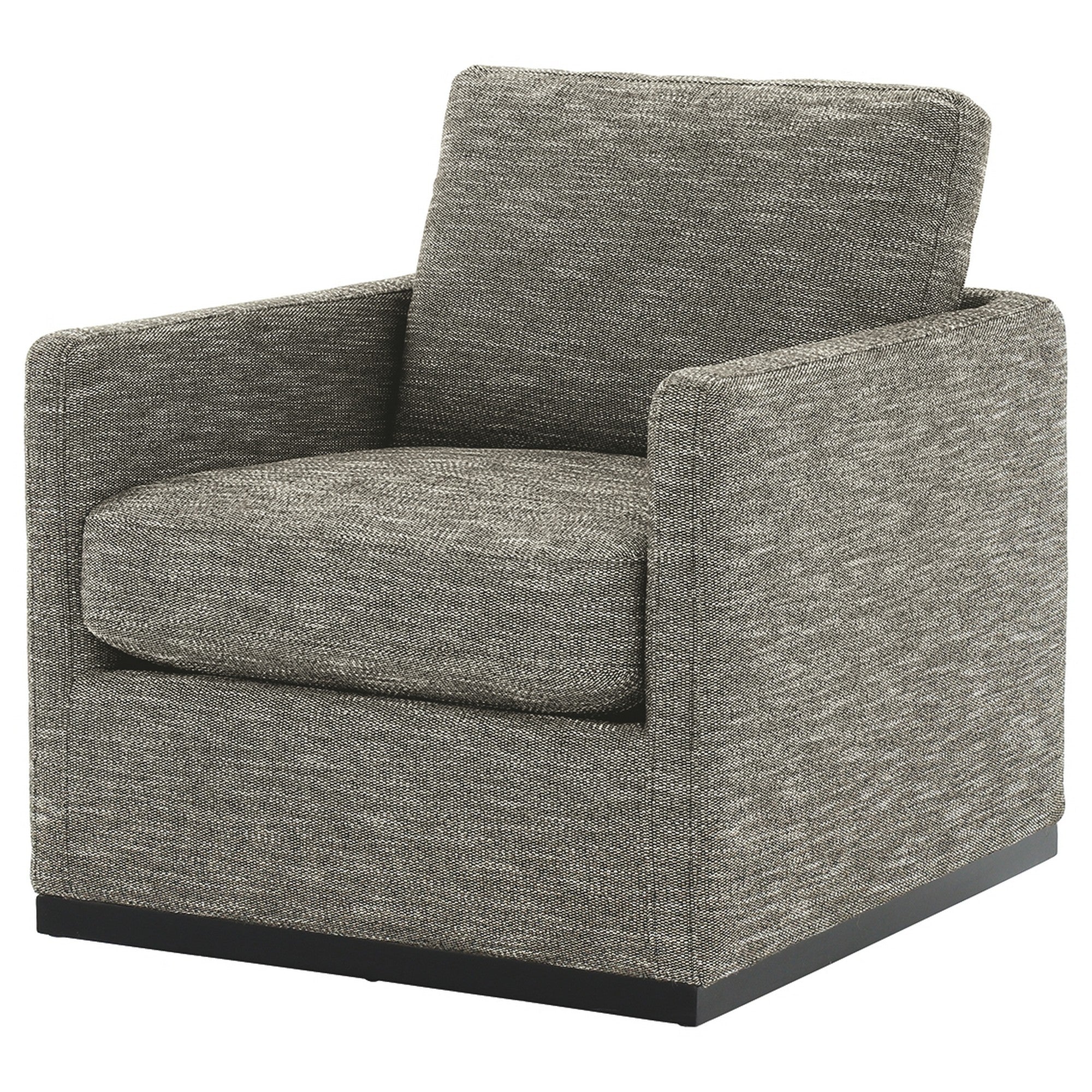 Swivel Fabric Upholstered Accent Chair With Track Arms And Trim Base Gray By Benzara - Image 3