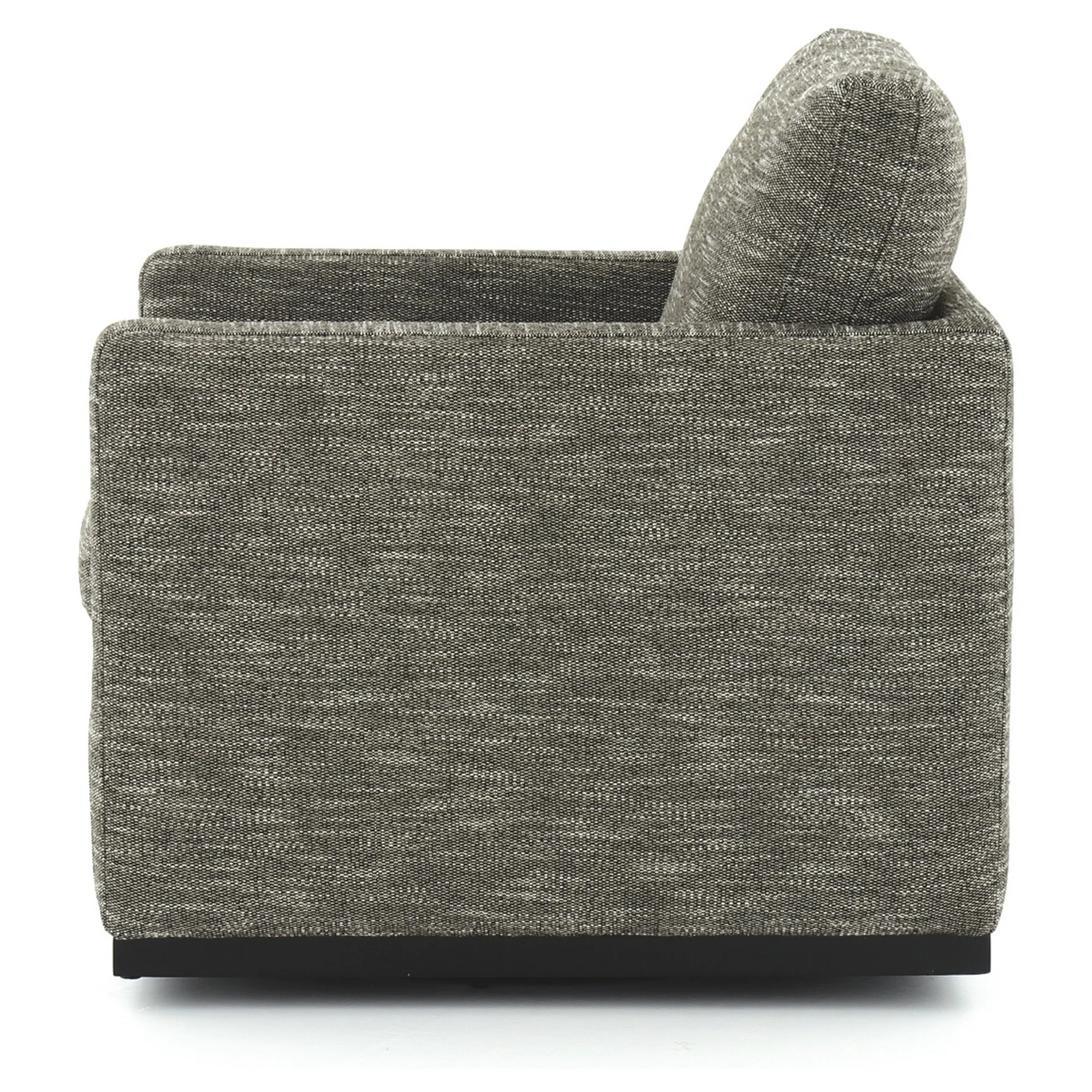 Swivel Fabric Upholstered Accent Chair With Track Arms And Trim Base Gray By Benzara - Image 4