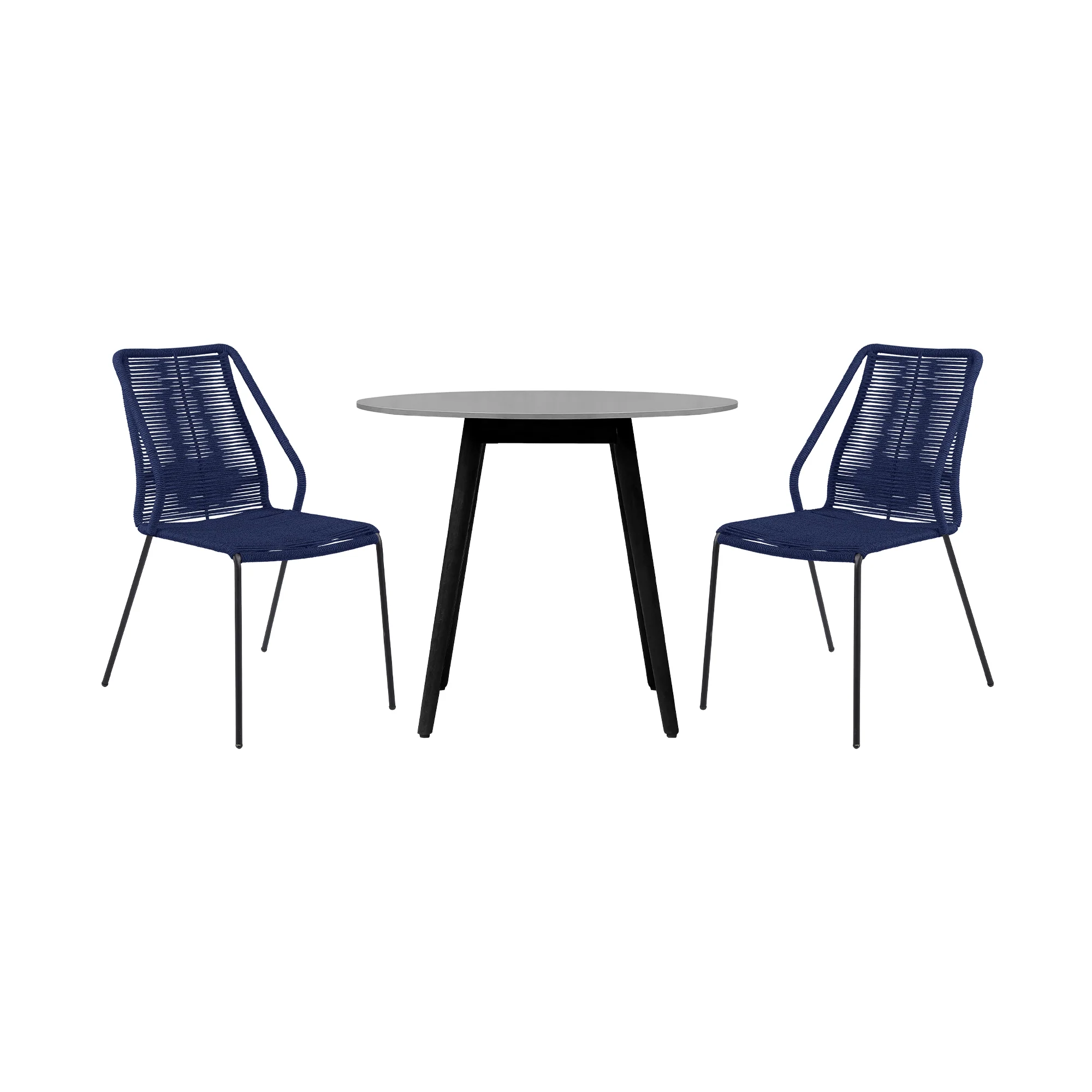 Sydney and Clip 3 Piece Outdoor Patio 36" Dining Set in Black Eucalyptus Wood and Black Rope By Armen Living - Image 12