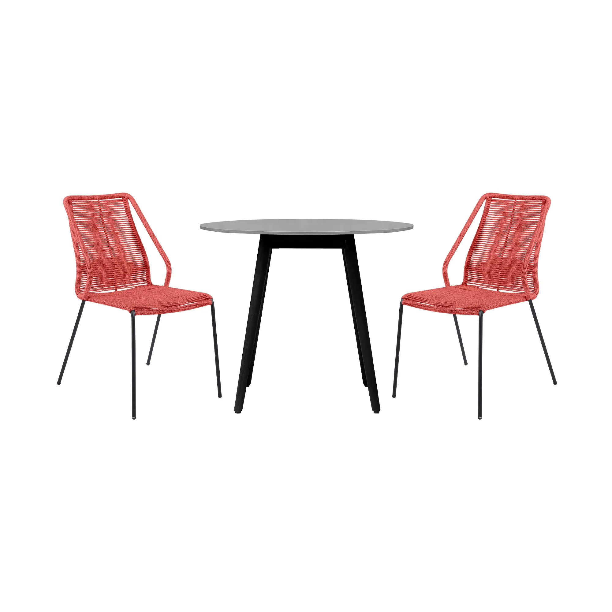 Sydney and Clip 3 Piece Outdoor Patio 36" Dining Set in Black Eucalyptus Wood and Black Rope By Armen Living - Image 22
