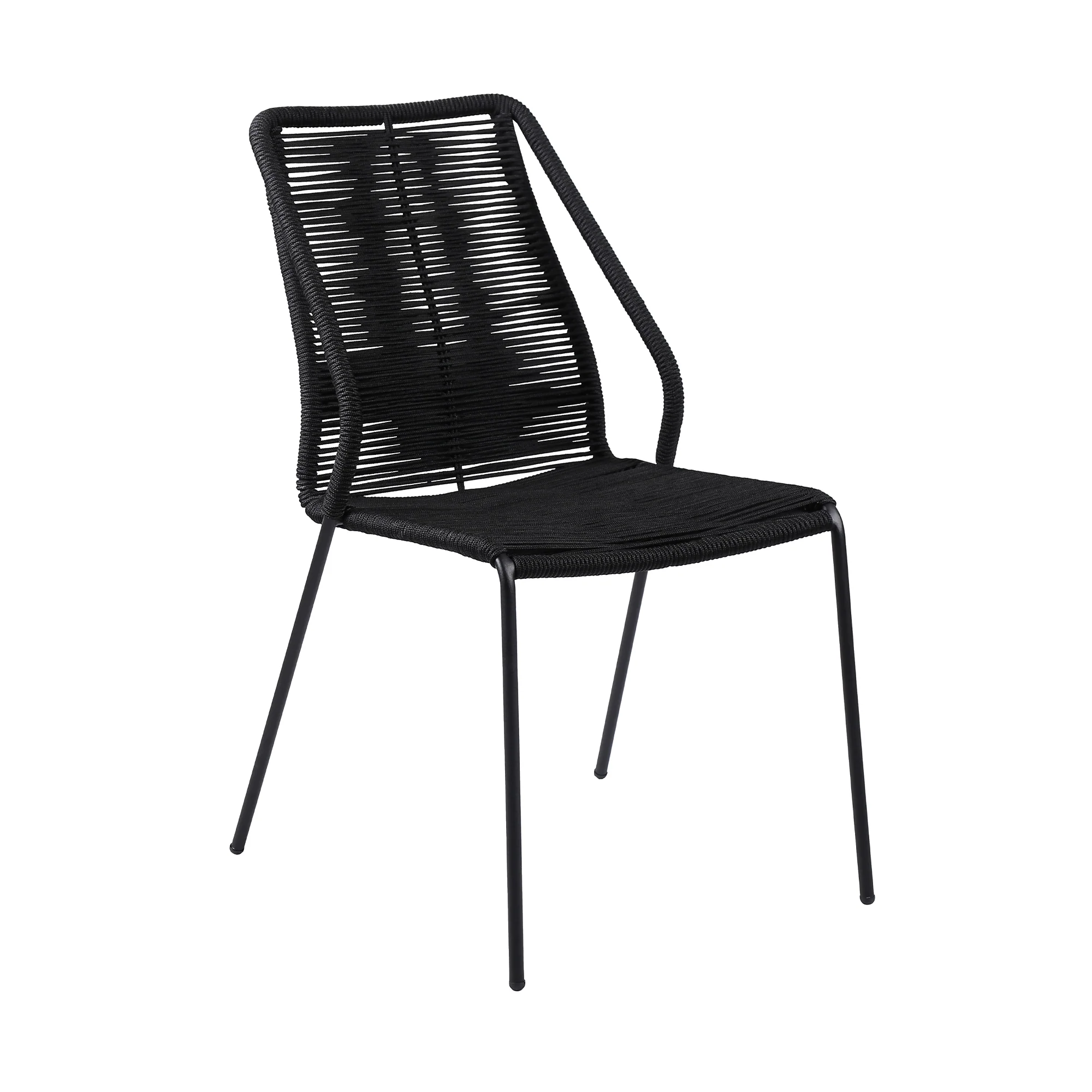 Sydney and Clip 3 Piece Outdoor Patio 36" Dining Set in Black Eucalyptus Wood and Black Rope By Armen Living - Image 3