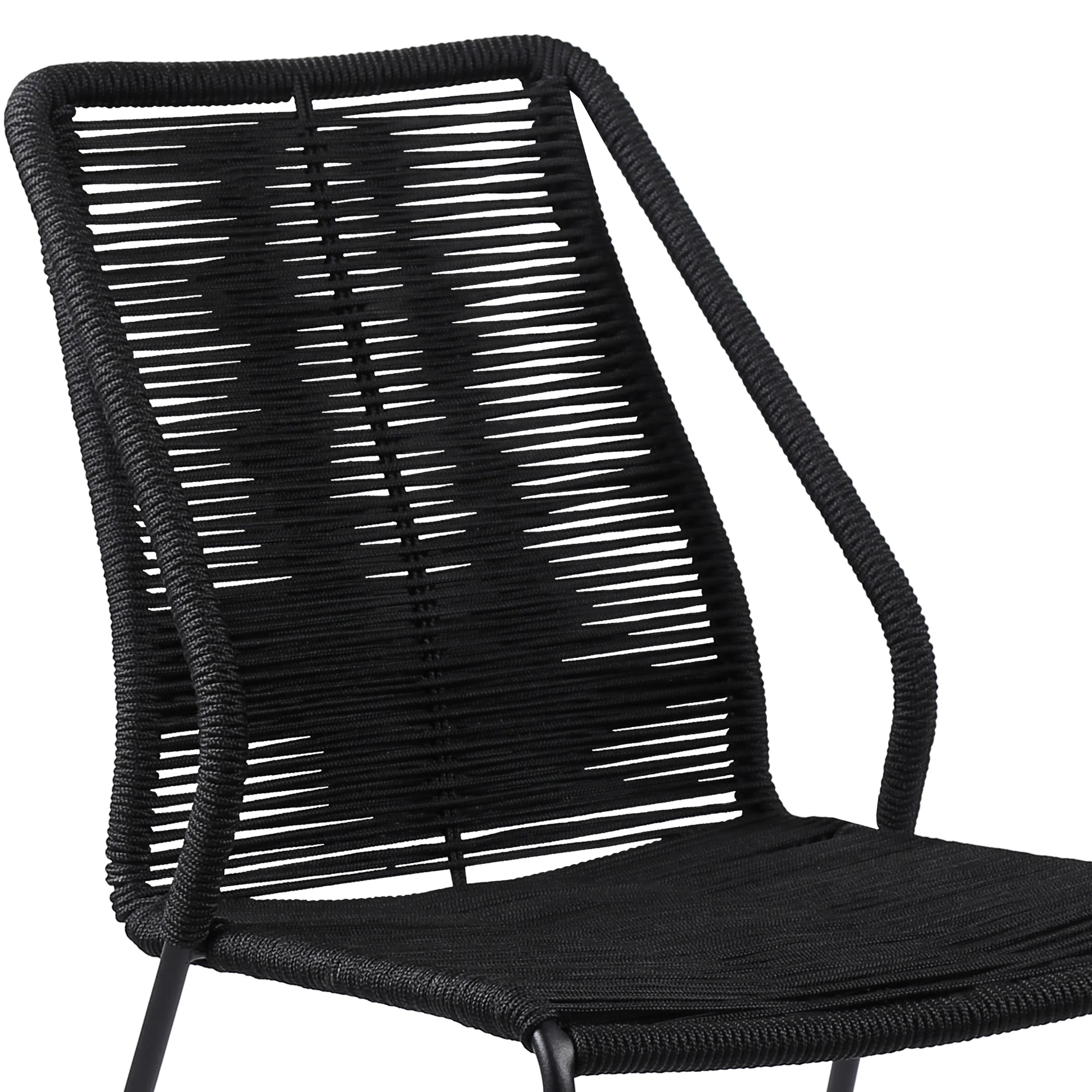 Sydney and Clip 3 Piece Outdoor Patio 36" Dining Set in Black Eucalyptus Wood and Black Rope By Armen Living - Image 7