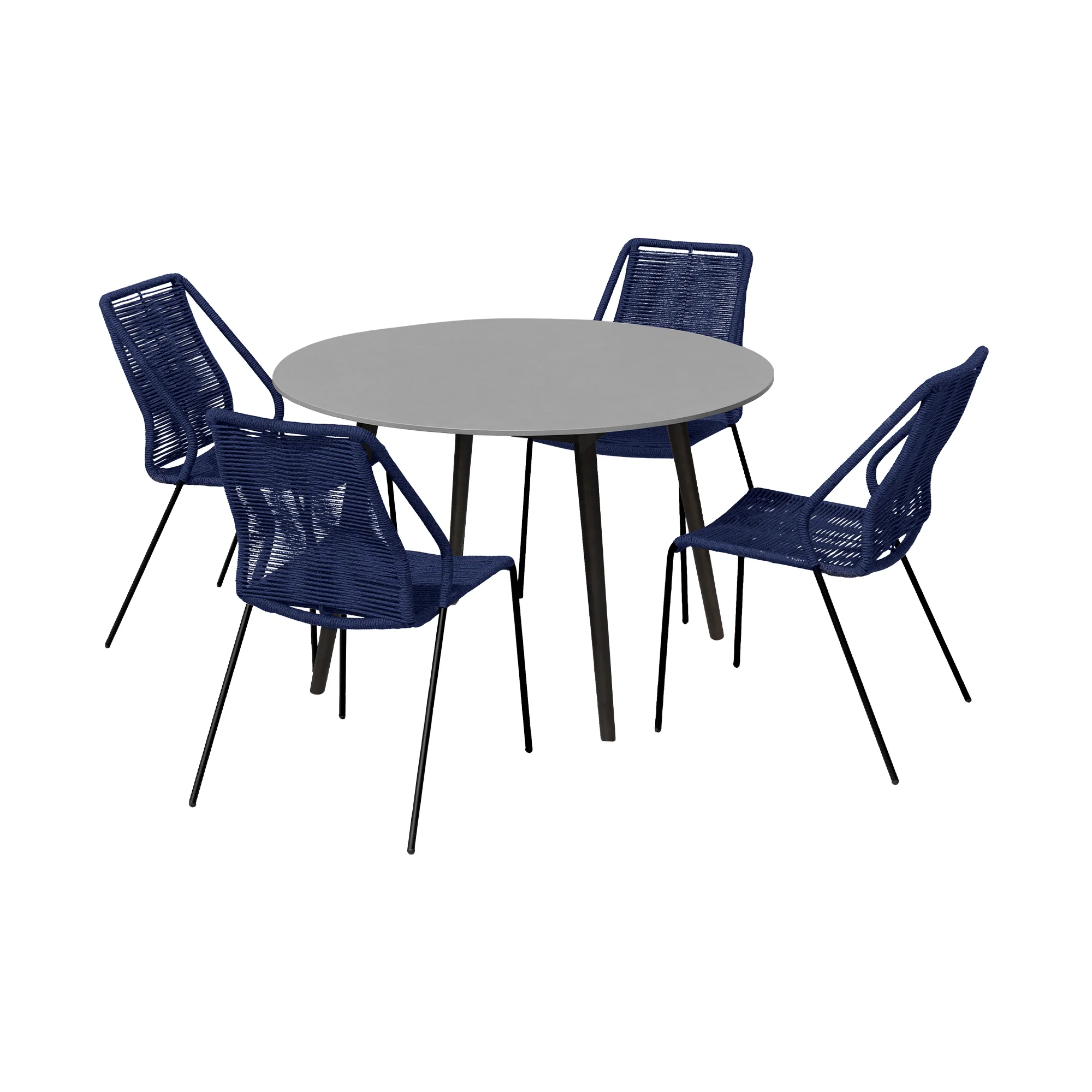 Sydney and Clip Outdoor Patio 5 Piece Dining Set in Black Rope with Black Eucalyptus Wood By Armen Living - Image 12