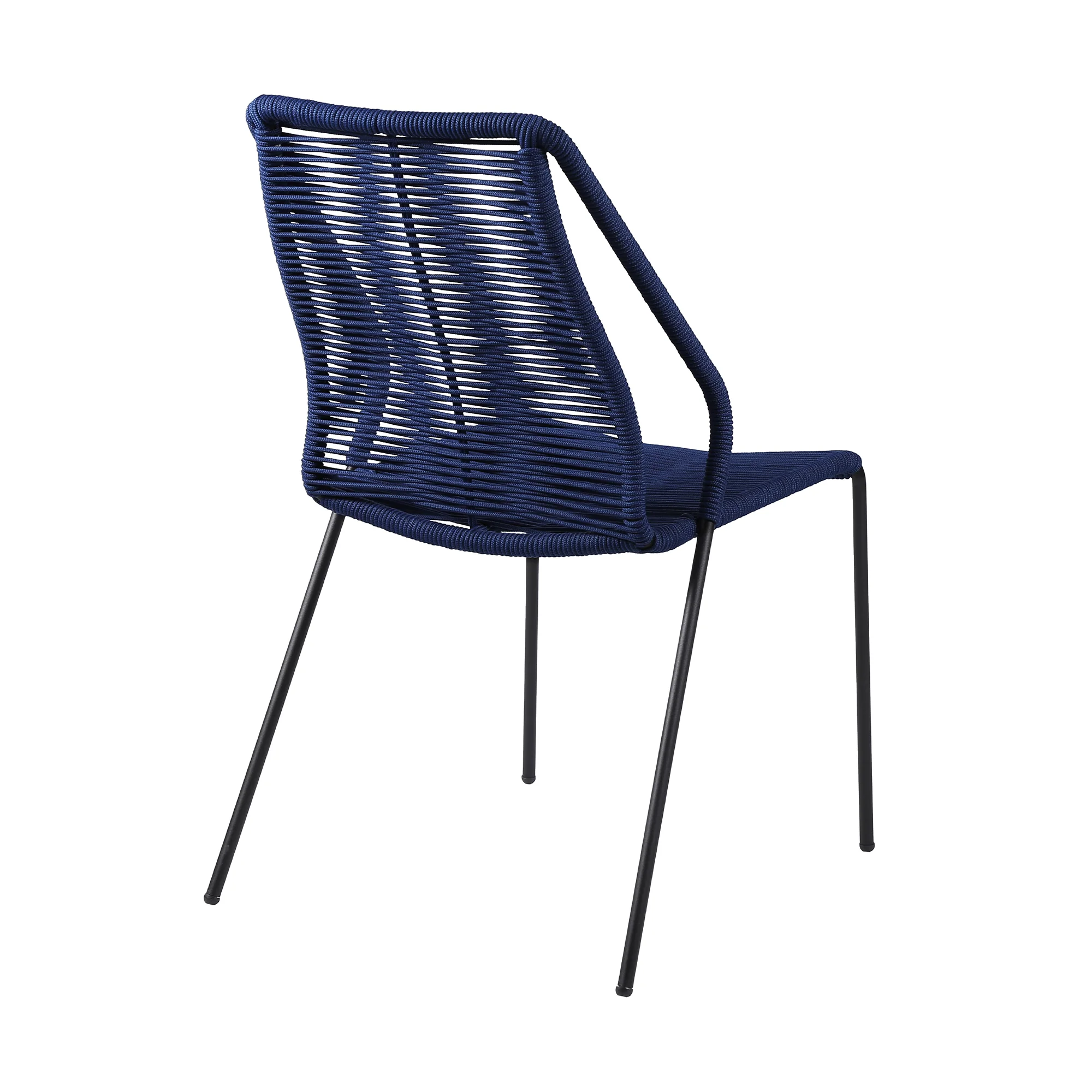 Sydney and Clip Outdoor Patio 5 Piece Dining Set in Black Rope with Black Eucalyptus Wood By Armen Living - Image 14