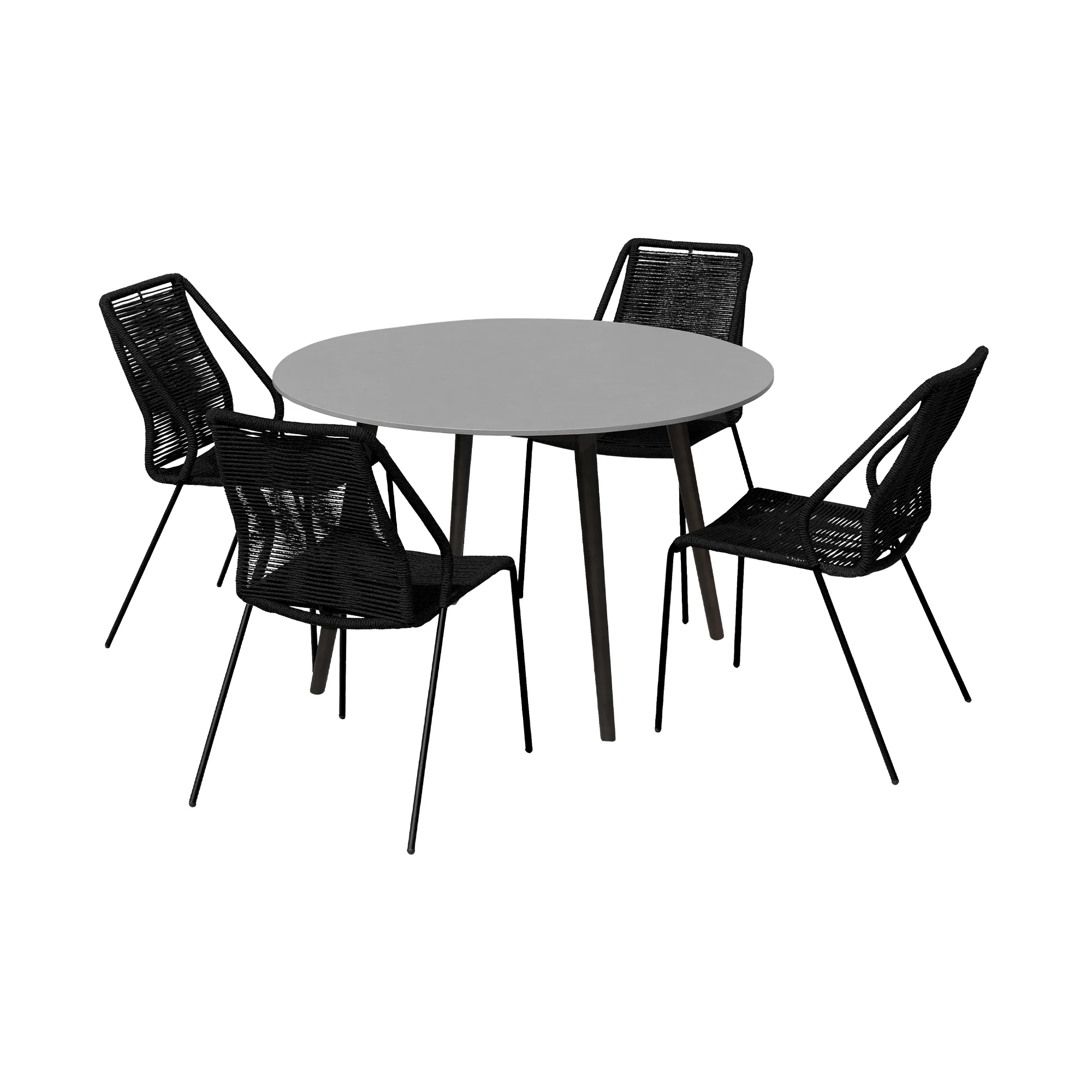 Sydney and Clip Outdoor Patio 5 Piece Dining Set in Black Rope with Black Eucalyptus Wood By Armen Living - Image 2