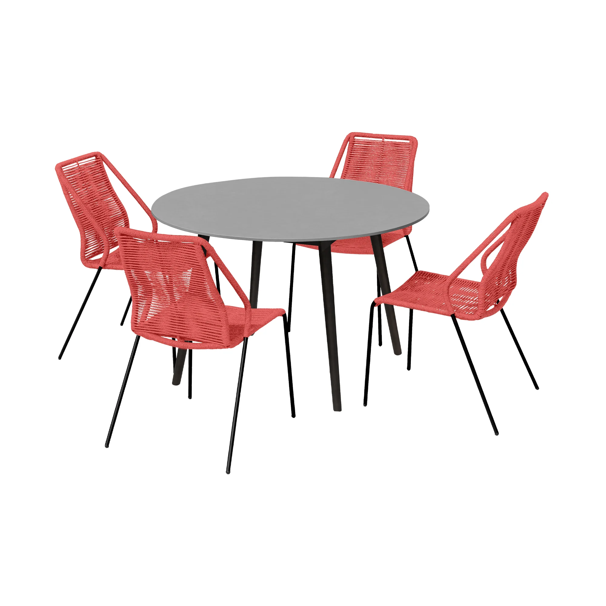 Sydney and Clip Outdoor Patio 5 Piece Dining Set in Black Rope with Black Eucalyptus Wood By Armen Living - Image 22