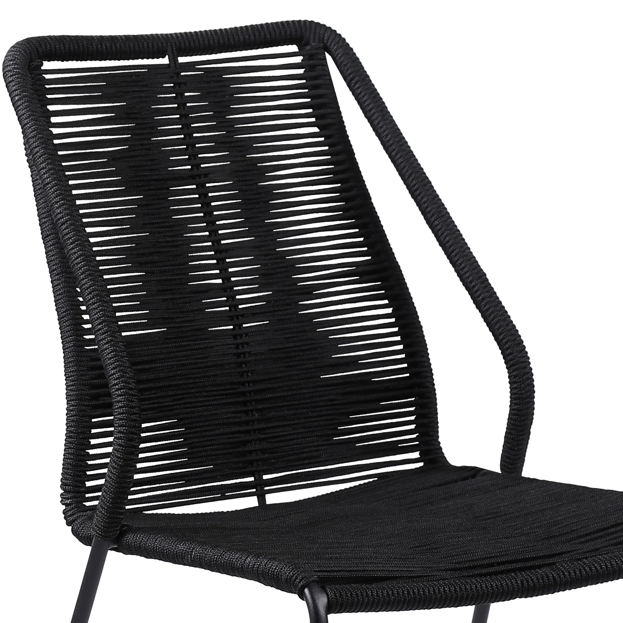 Sydney and Clip Outdoor Patio 5 Piece Dining Set in Black Rope with Black Eucalyptus Wood By Armen Living - Image 7