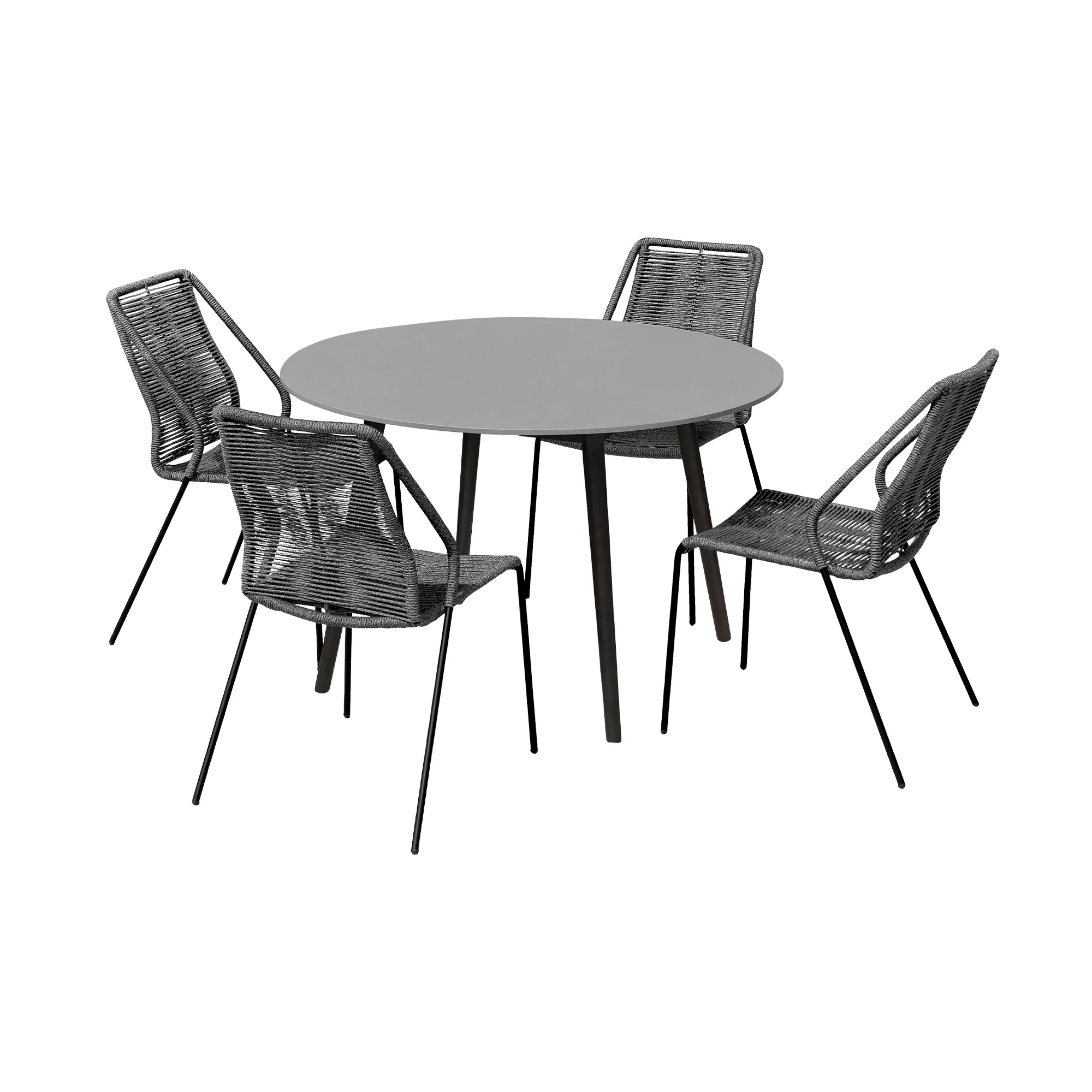 Sydney and Clip Outdoor Patio 5 Piece Dining Set in Grey Rope with Black Eucalyptus Wood By Armen Living - Image 2