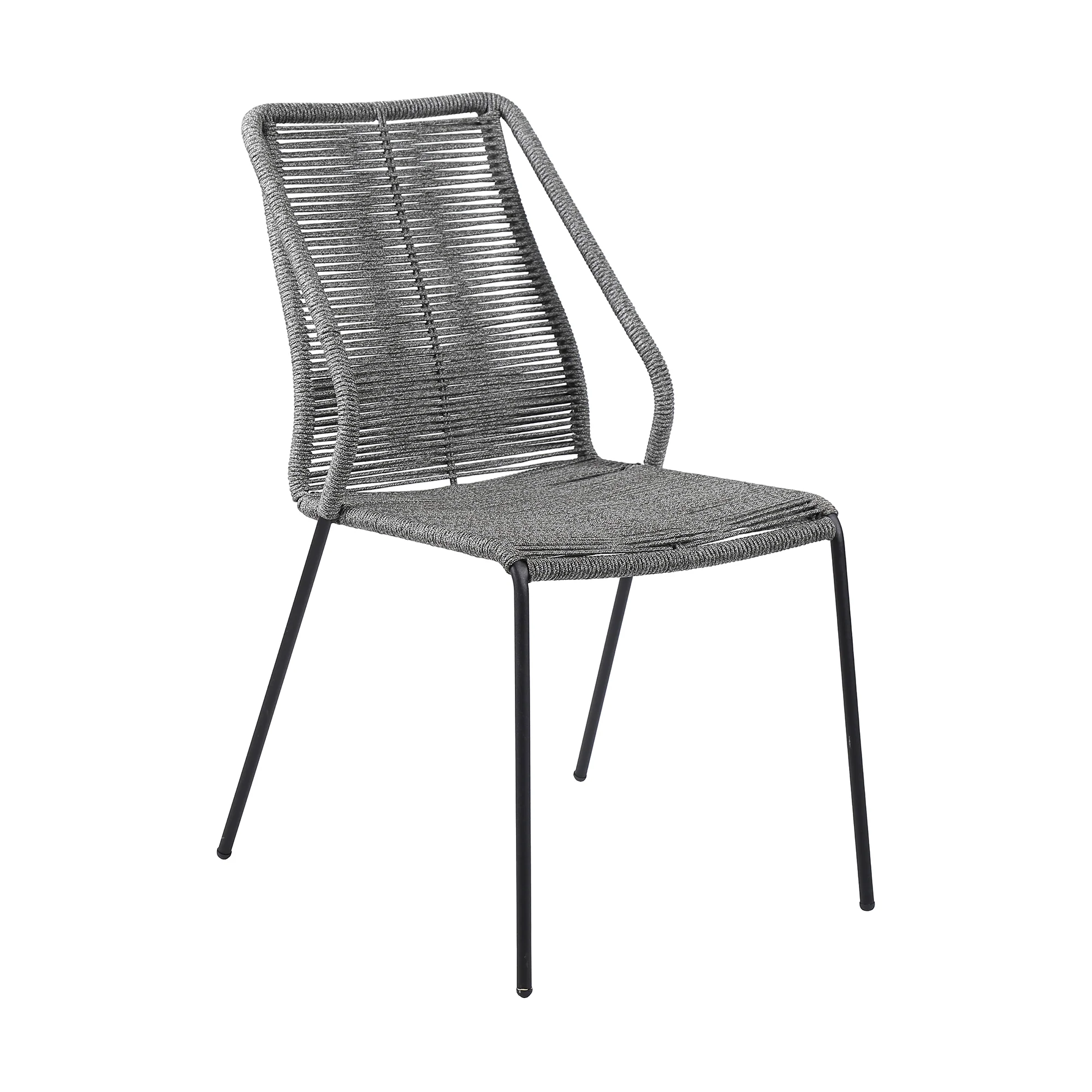 Sydney and Clip Outdoor Patio 5 Piece Dining Set in Grey Rope with Black Eucalyptus Wood By Armen Living - Image 3