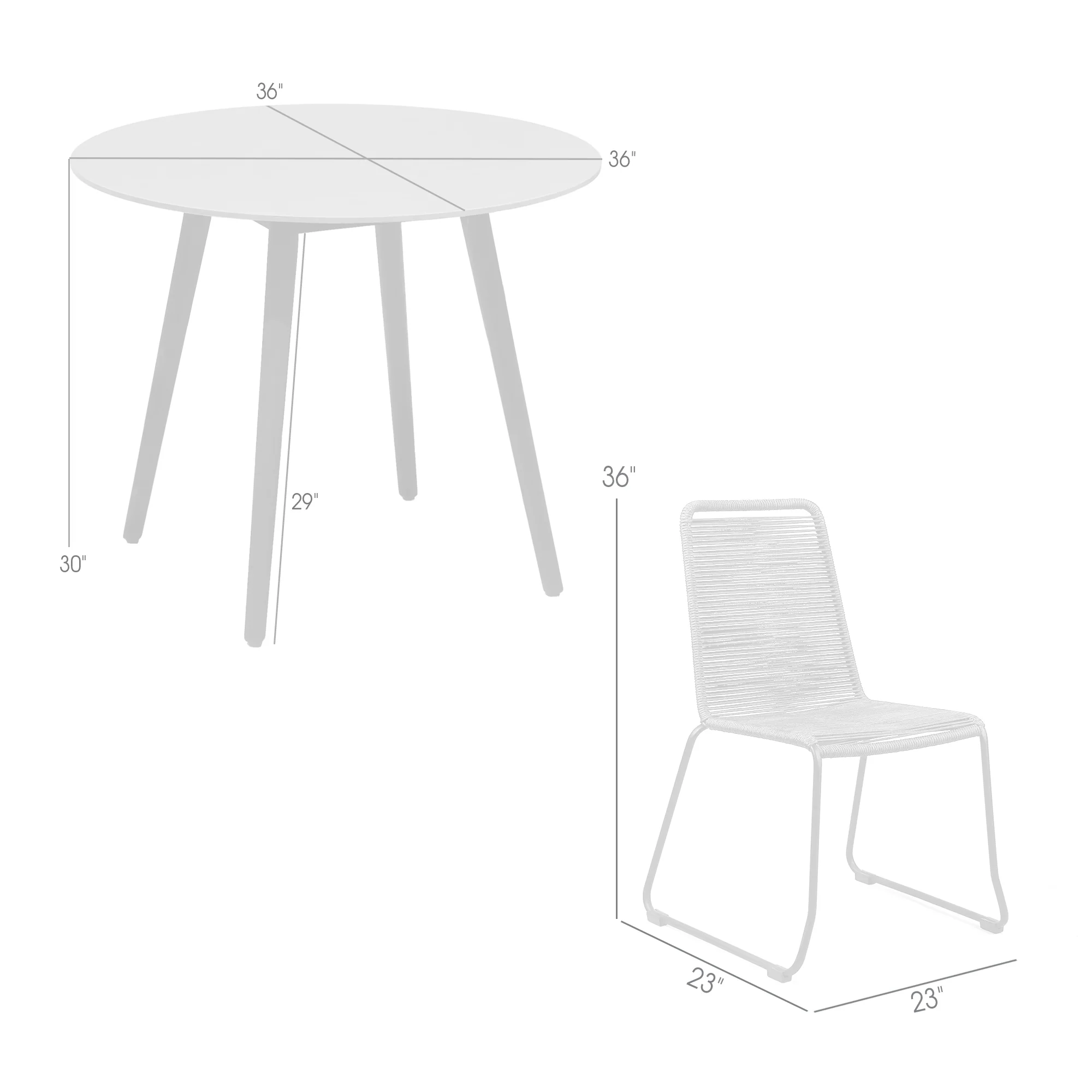 Sydney and Shasta 3 Piece Outdoor Patio 36" Dining Set in Black Eucalyptus Wood and Black Rope By Armen Living - Image 29