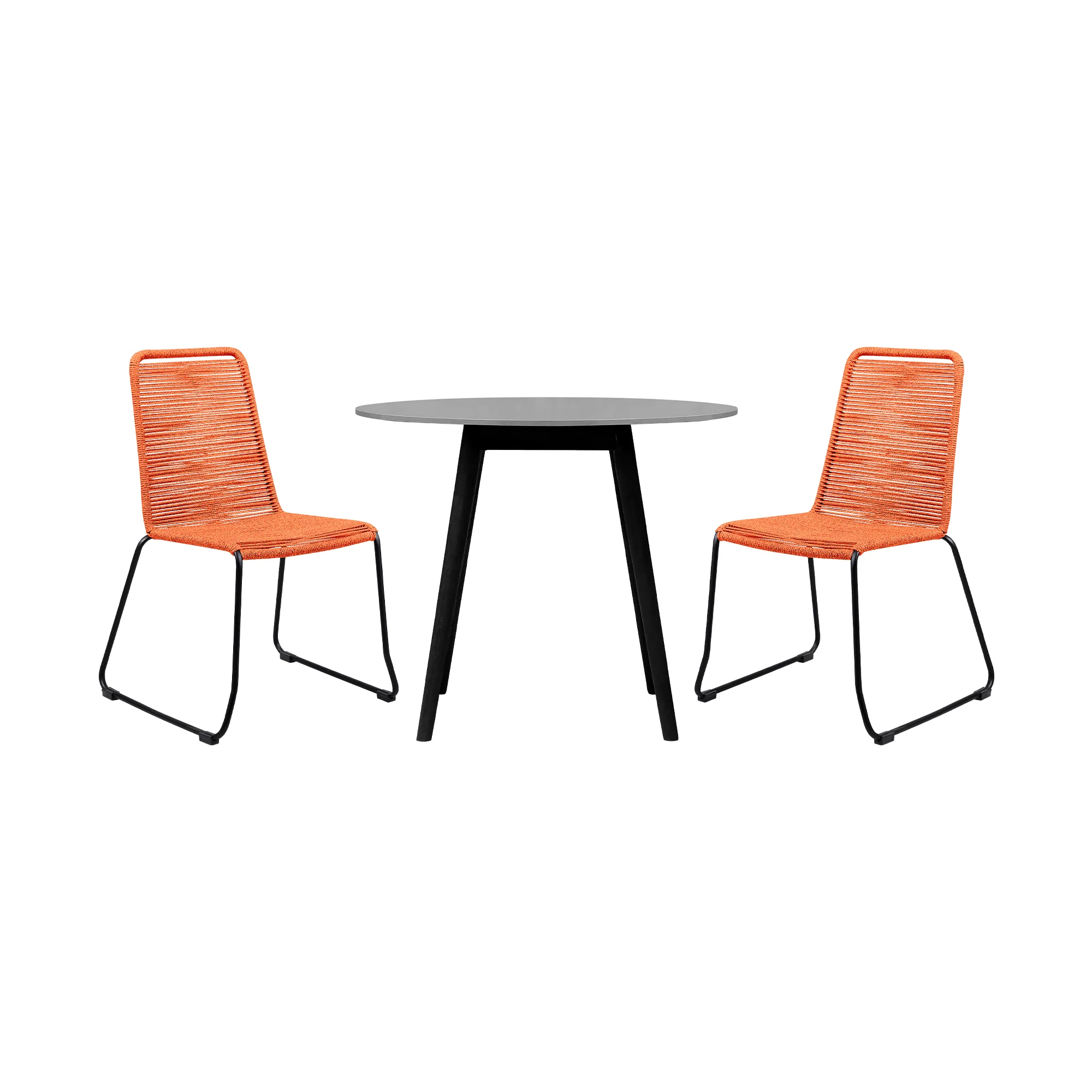 Sydney and Shasta 3 Piece Outdoor Patio 36" Dining Set in Black Eucalyptus Wood and Black Rope By Armen Living - Image 32