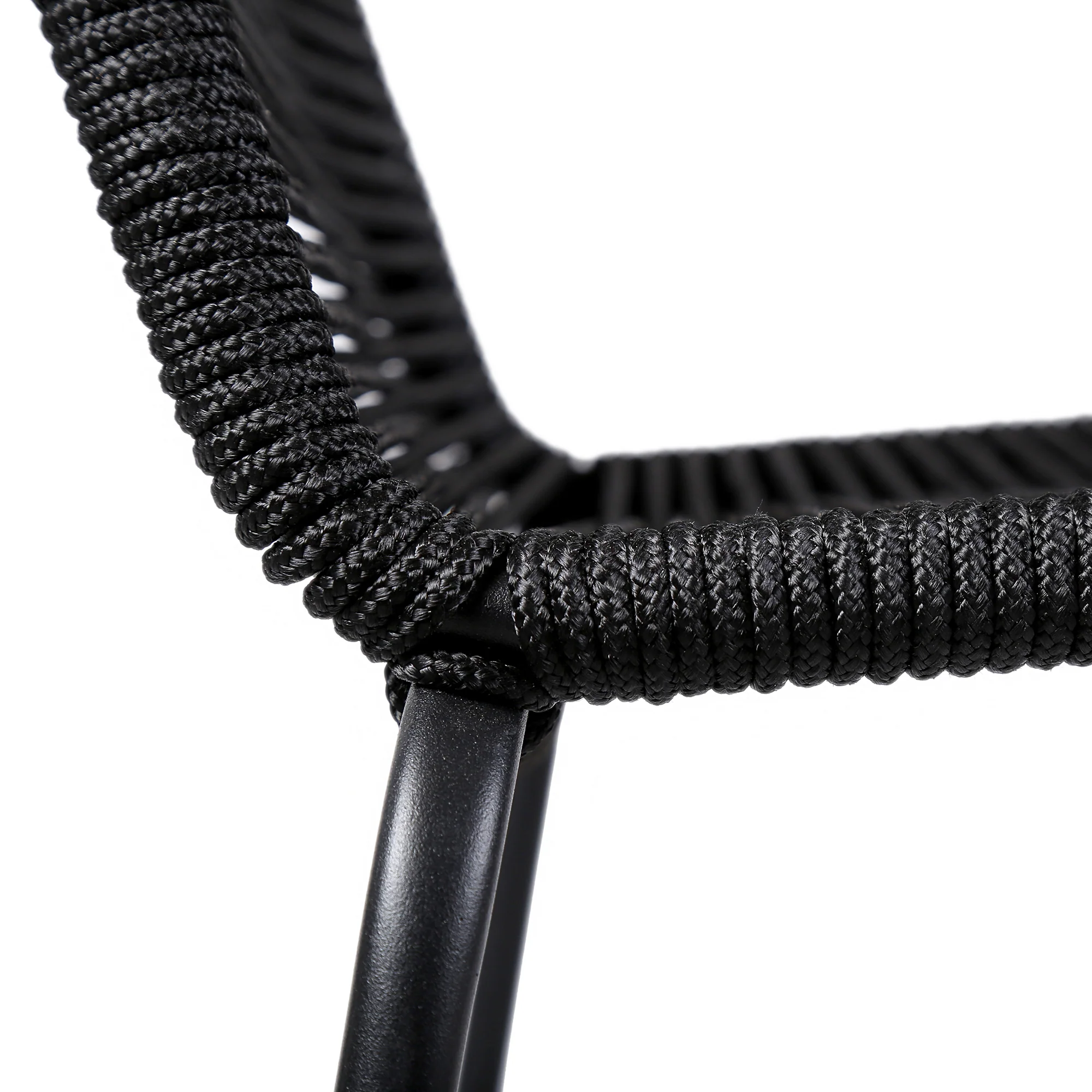 Sydney and Shasta 3 Piece Outdoor Patio 36" Dining Set in Black Eucalyptus Wood and Black Rope By Armen Living - Image 7