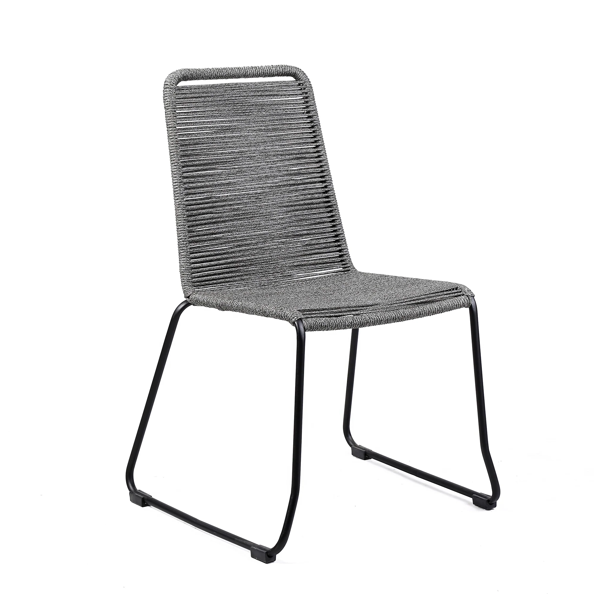 Sydney and Shasta 3 Piece Outdoor Patio 36" Dining Set in Black Eucalyptus Wood and Grey Rope By Armen Living - Image 3