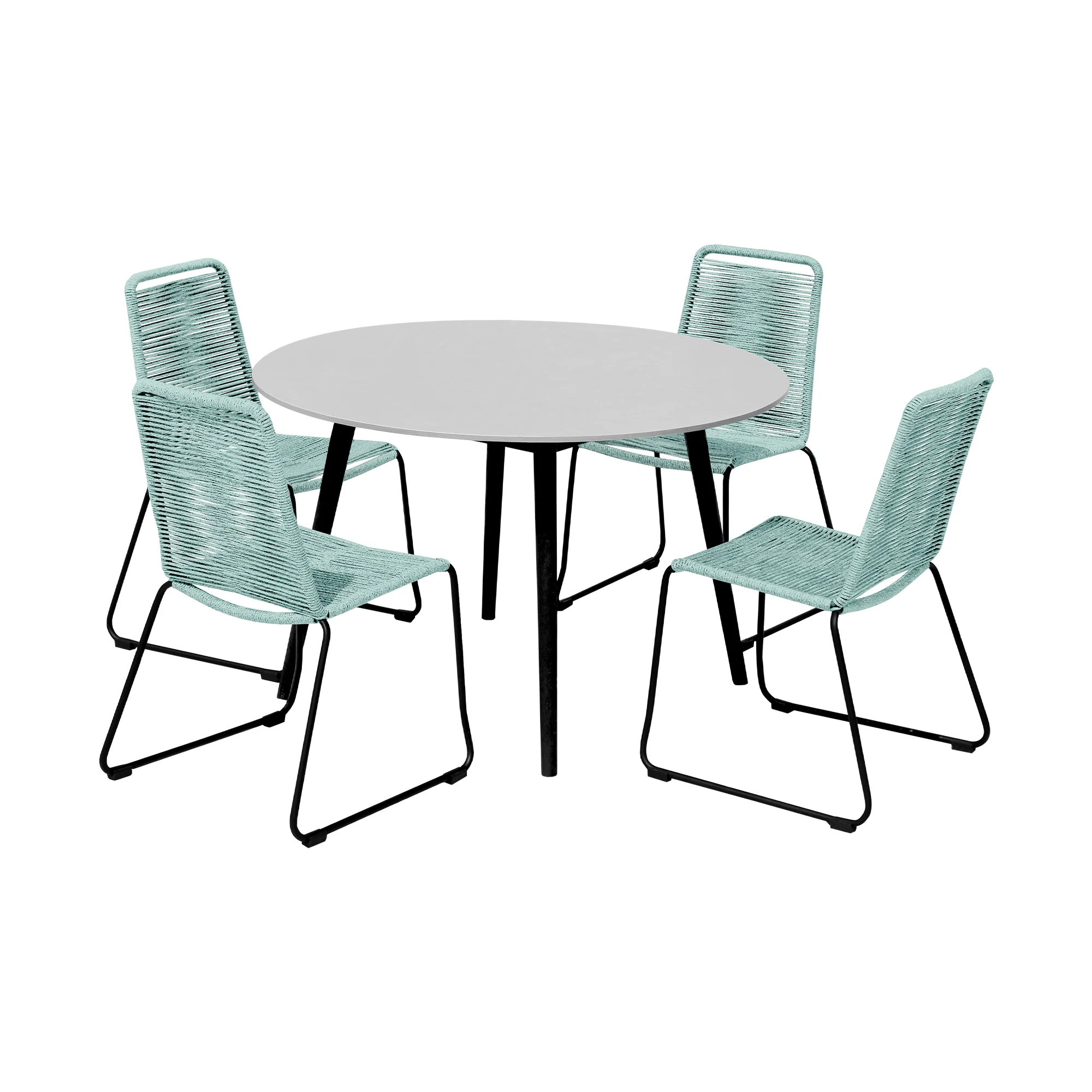 Sydney and Shasta 5 Piece Patio Outdoor Dining Set in Black Rope with Black Eucalyptus Wood By Armen Living - Image 22