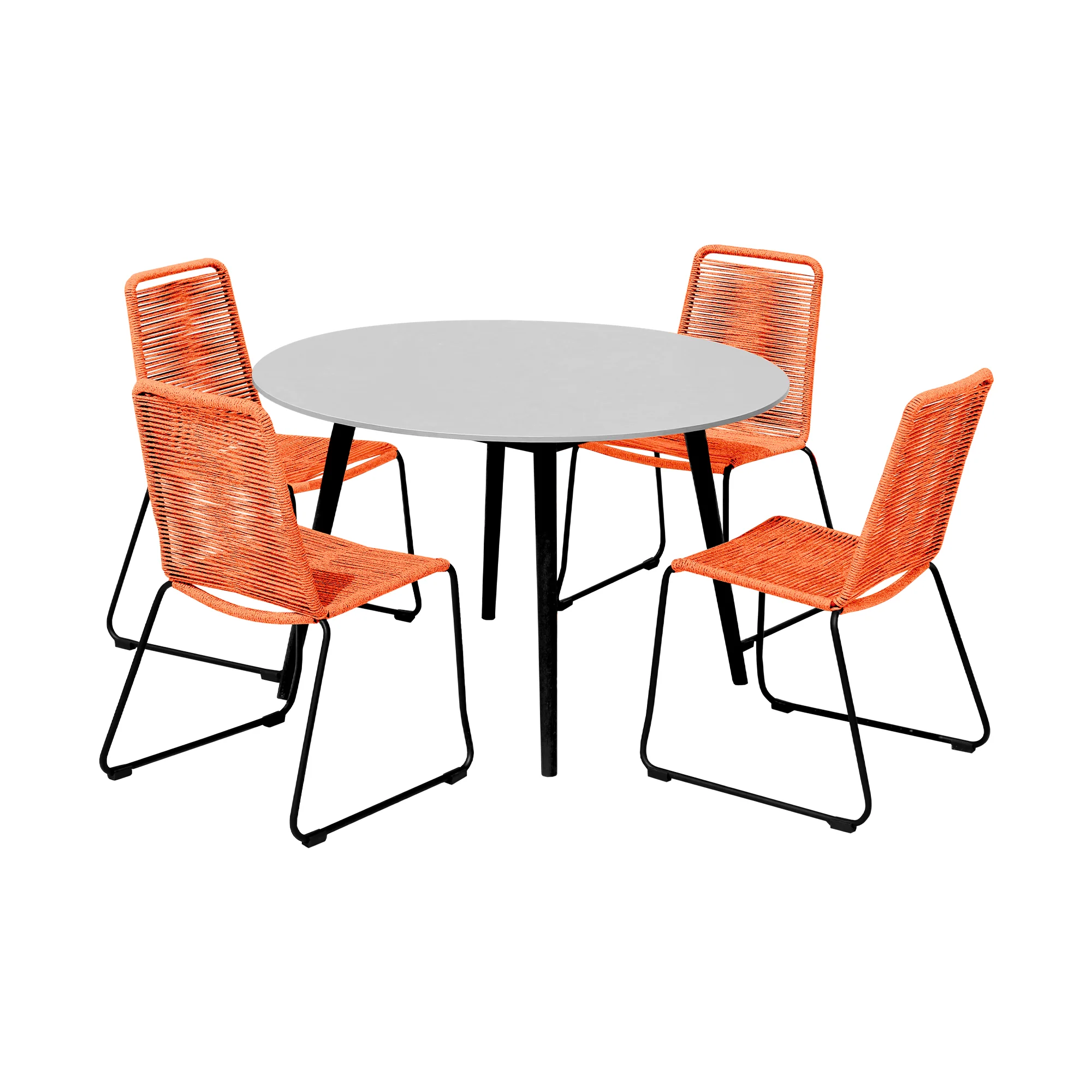 Sydney and Shasta 5 Piece Patio Outdoor Dining Set in Black Rope with Black Eucalyptus Wood By Armen Living - Image 32