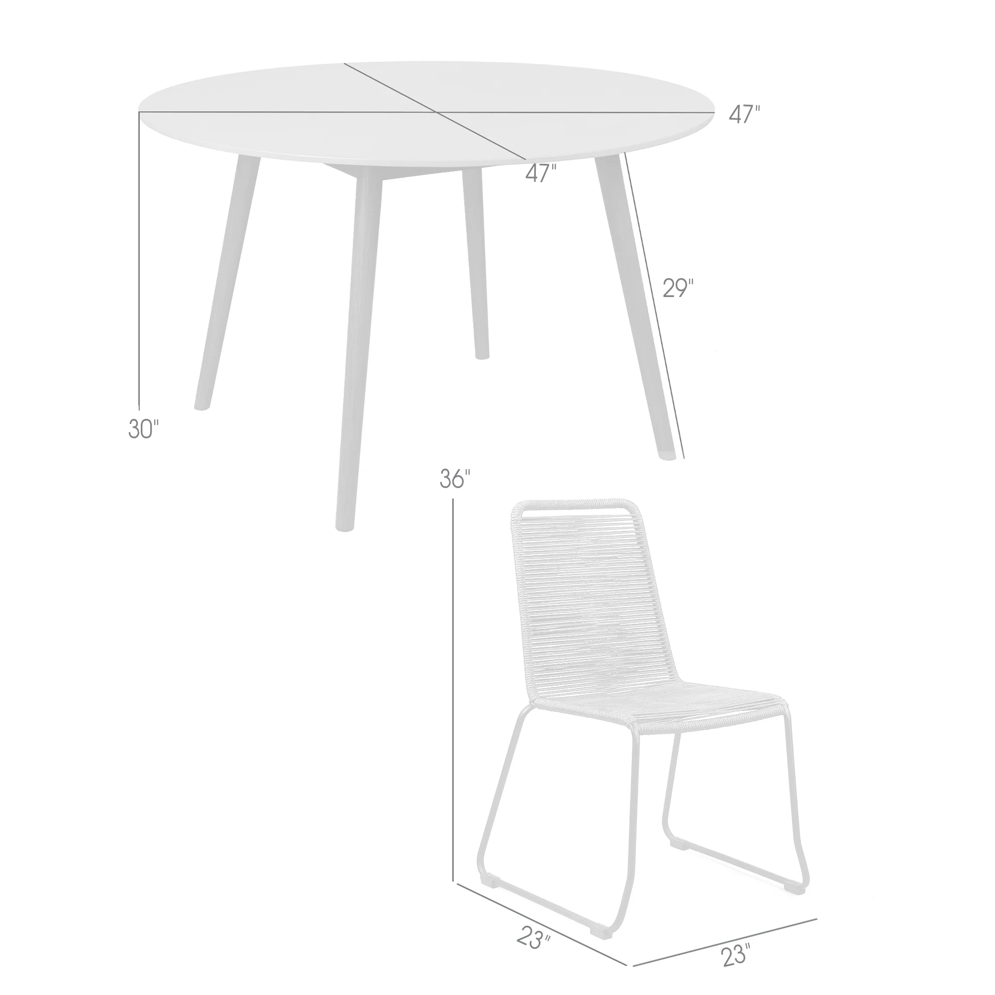 Sydney and Shasta 5 Piece Patio Outdoor Dining Set in Grey Rope with Black Eucalyptus Wood By Armen Living - Image 9