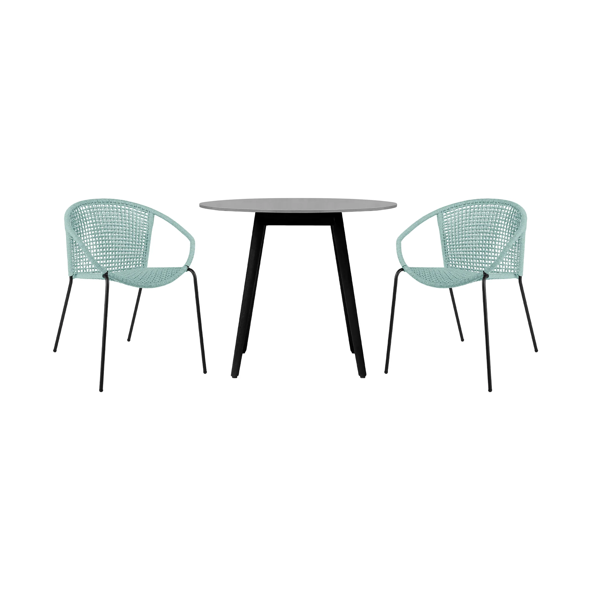 Sydney and Snack 3 Piece Outdoor Patio 36" Dining Set in Black Eucalyptus Wood and Black Rope By Armen Living - Image 12