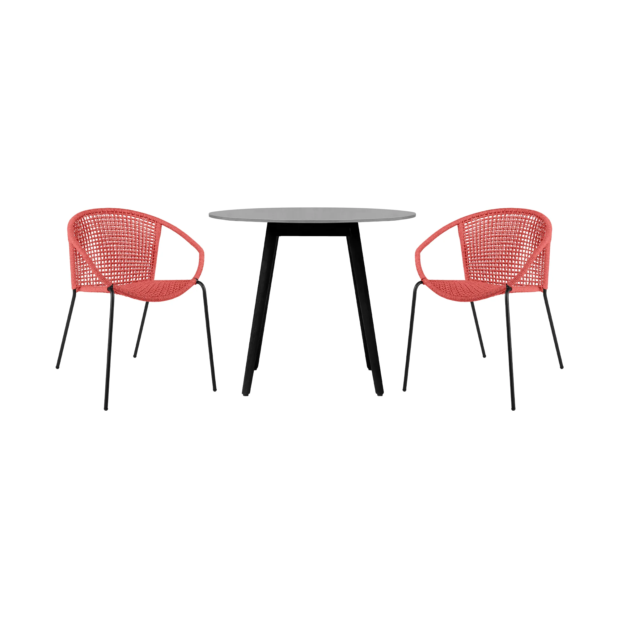 Sydney and Snack 3 Piece Outdoor Patio 36" Dining Set in Black Eucalyptus Wood and Black Rope By Armen Living - Image 22