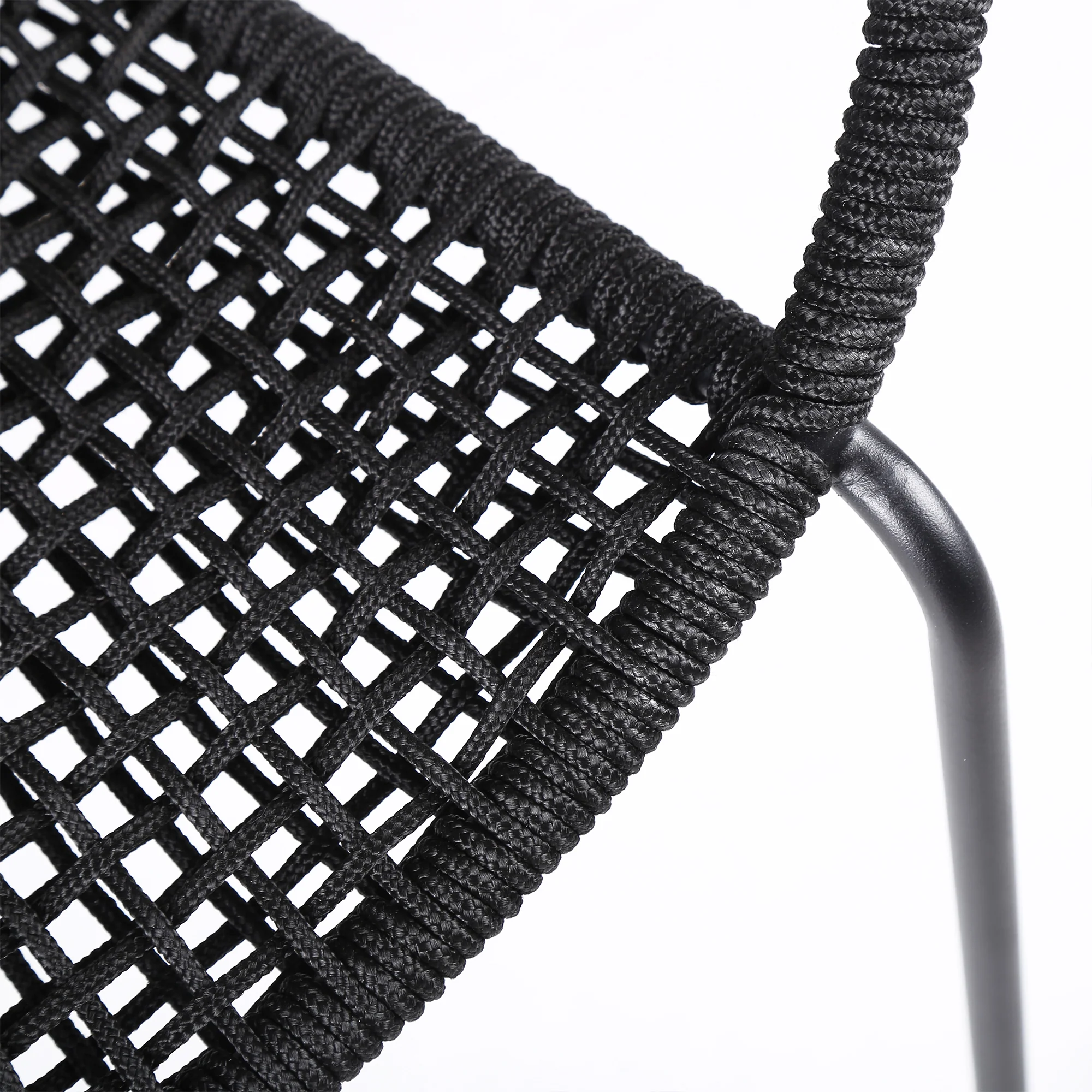 Sydney and Snack 3 Piece Outdoor Patio 36" Dining Set in Black Eucalyptus Wood and Black Rope By Armen Living - Image 7
