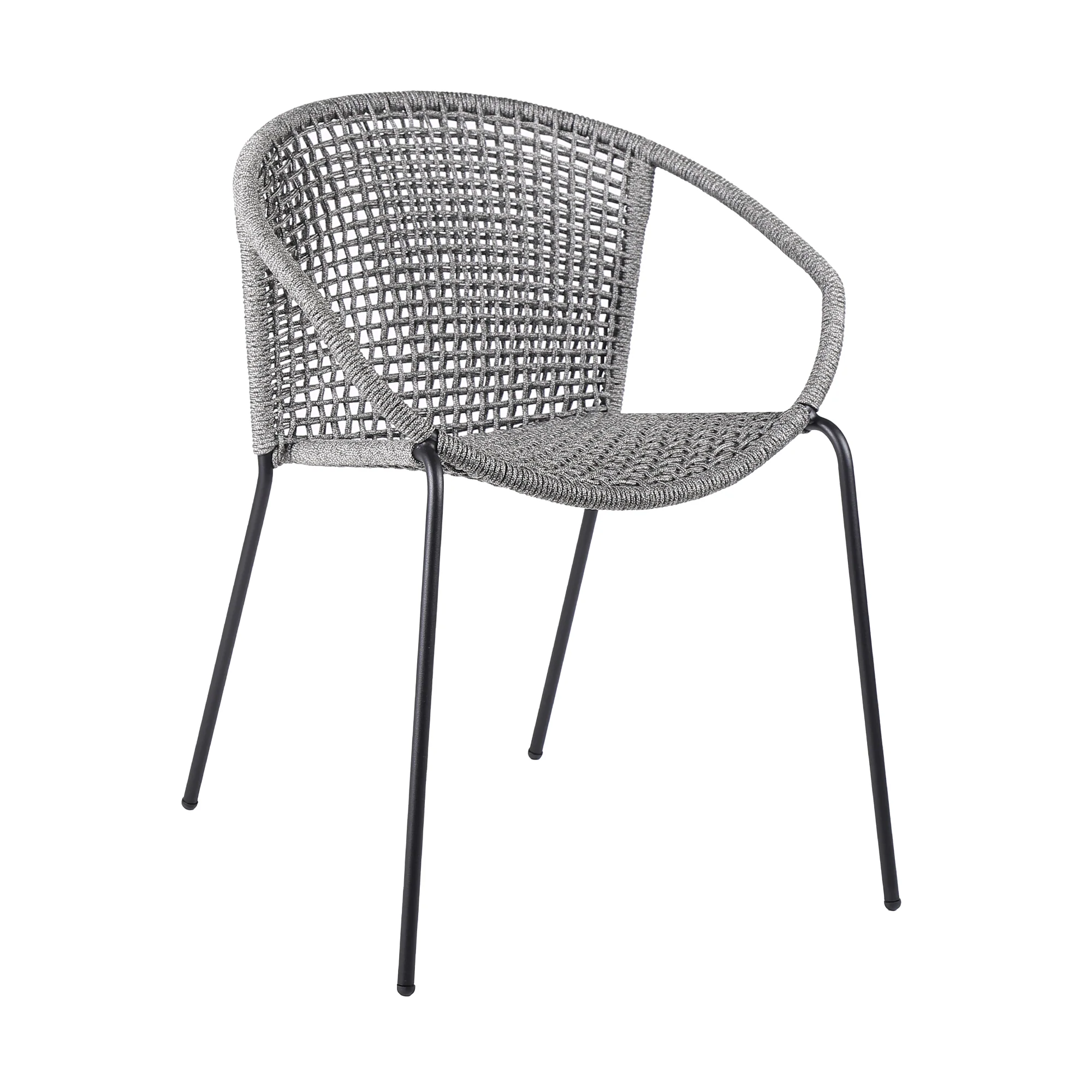 Sydney and Snack 3 Piece Outdoor Patio 36" Dining Set in Black Eucalyptus Wood and Grey Rope By Armen Living - Image 3