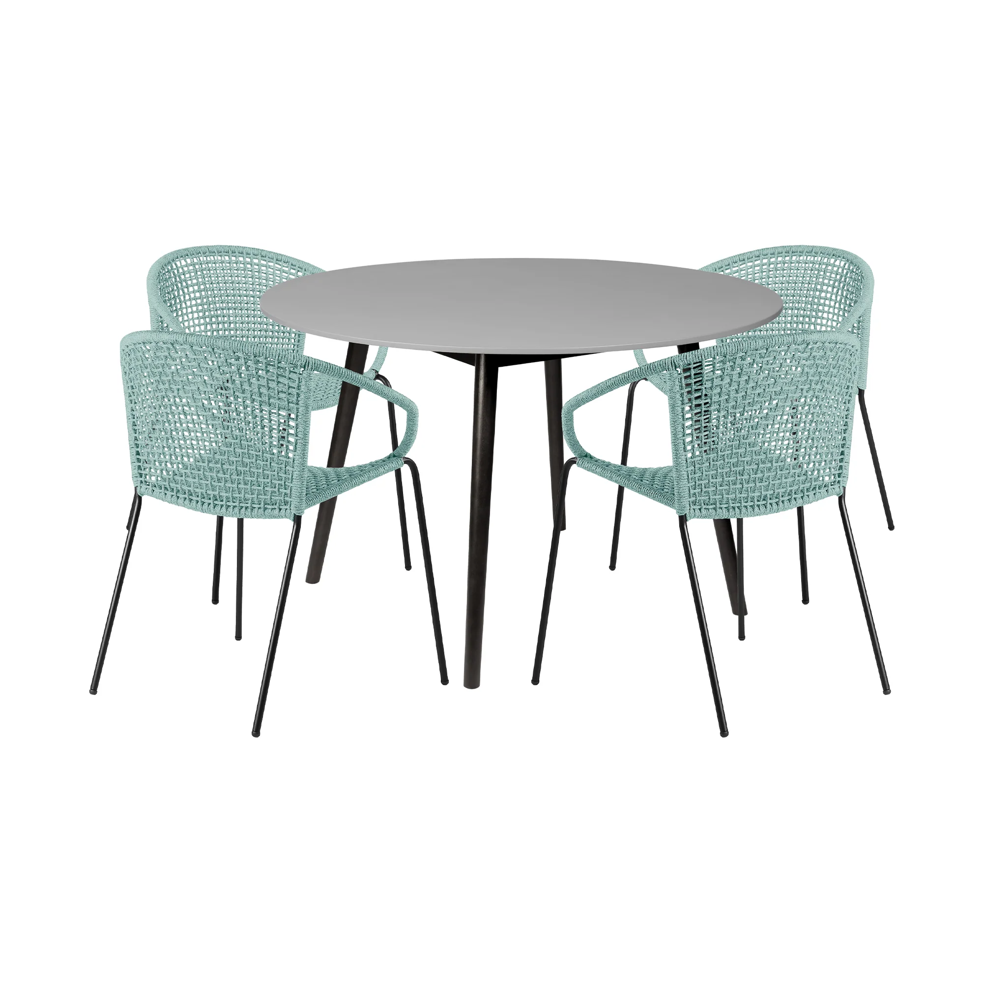 Sydney and Snack 5 Piece Outdoor Patio Dining Set in Black Rope with Black Eucalyptus Wood By Armen Living - Image 12