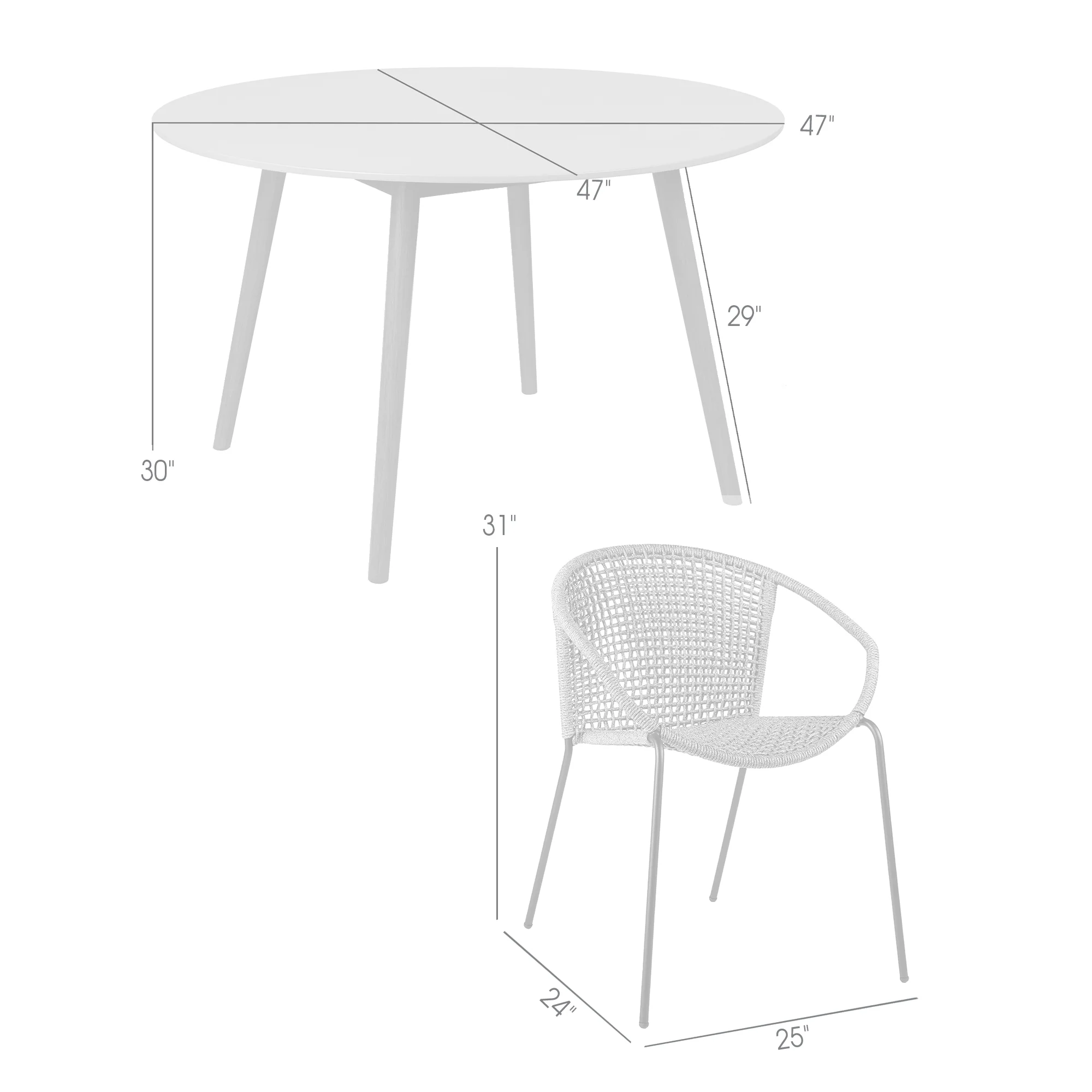 Sydney and Snack 5 Piece Outdoor Patio Dining Set in Black Rope with Black Eucalyptus Wood By Armen Living - Image 19
