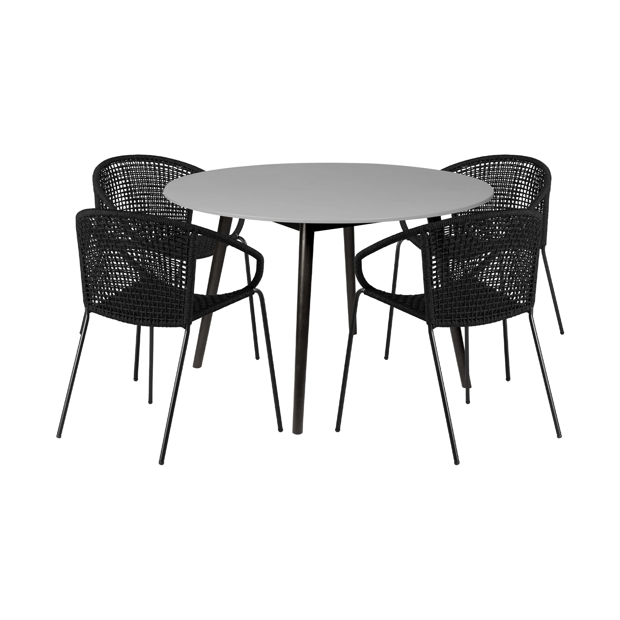 Sydney and Snack 5 Piece Outdoor Patio Dining Set in Black Rope with Black Eucalyptus Wood By Armen Living - Image 2