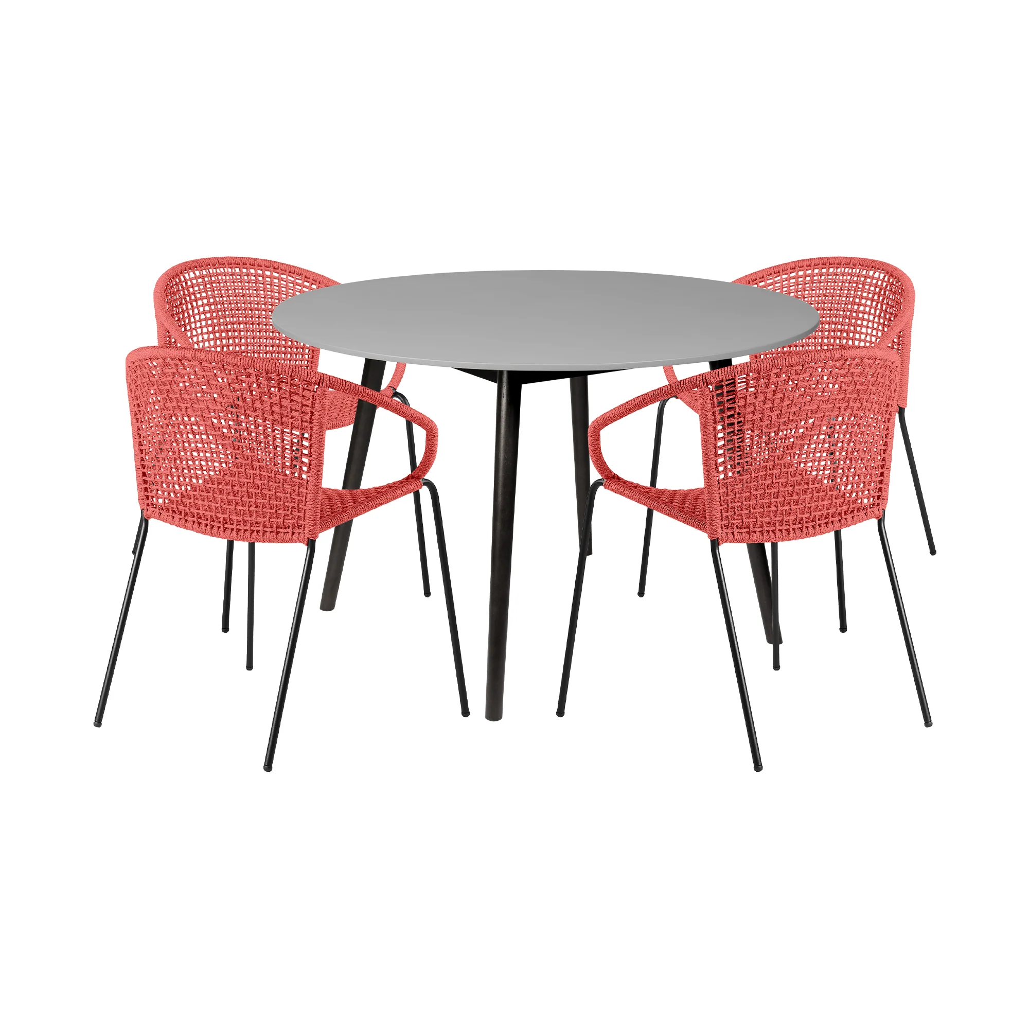 Sydney and Snack 5 Piece Outdoor Patio Dining Set in Black Rope with Black Eucalyptus Wood By Armen Living - Image 22