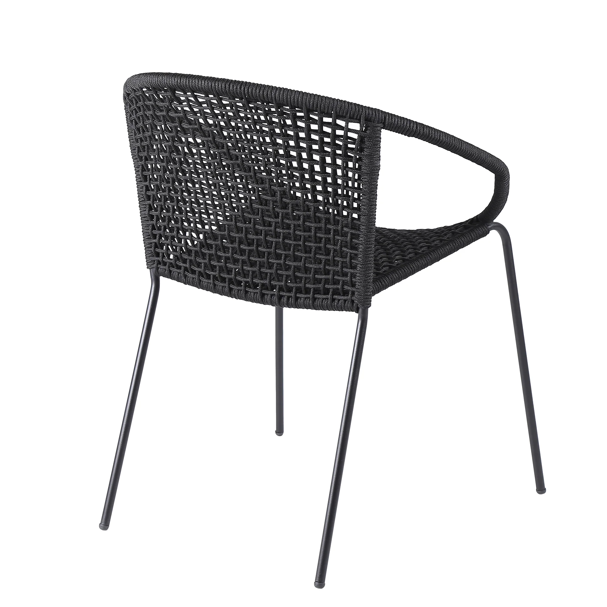 Sydney and Snack 5 Piece Outdoor Patio Dining Set in Black Rope with Black Eucalyptus Wood By Armen Living - Image 4