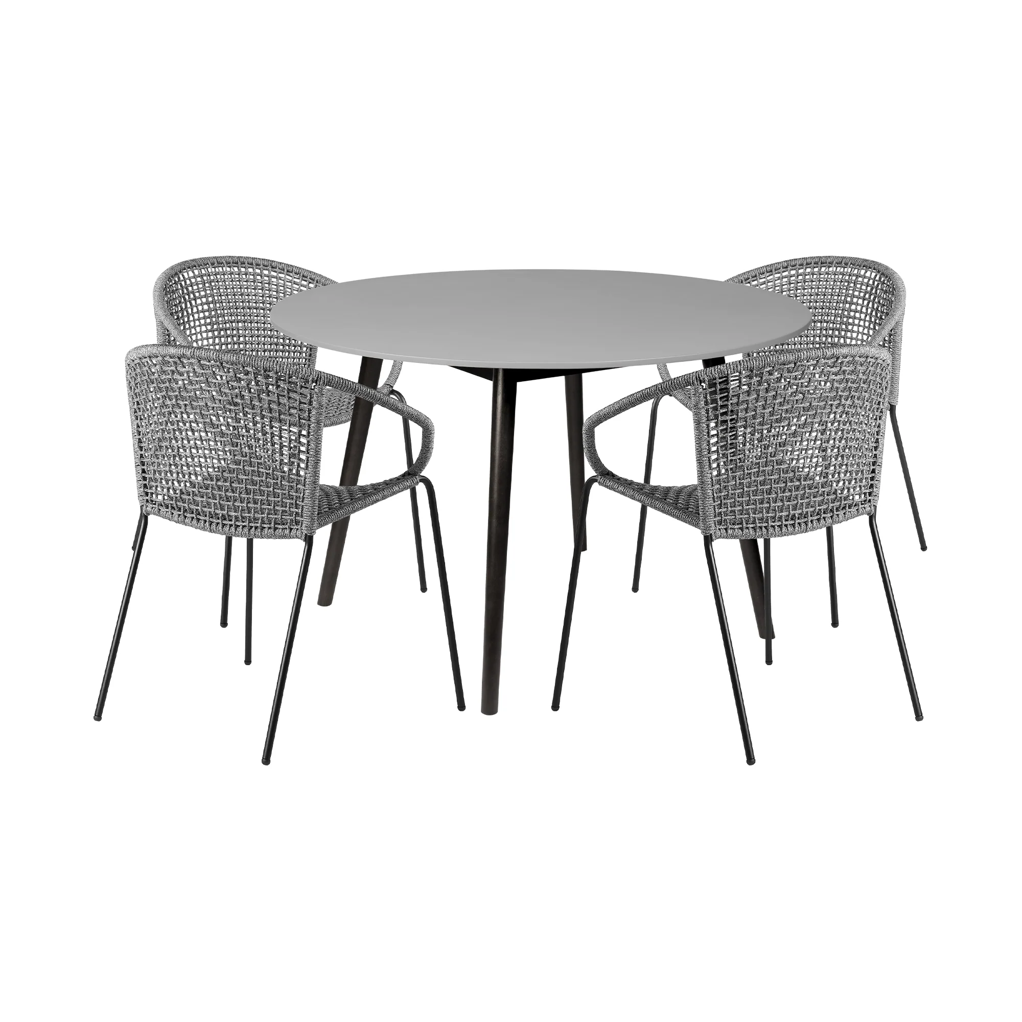 Sydney and Snack 5 Piece Outdoor Patio Dining Set in Grey Rope with Black Eucalyptus Wood By Armen Living - Image 2