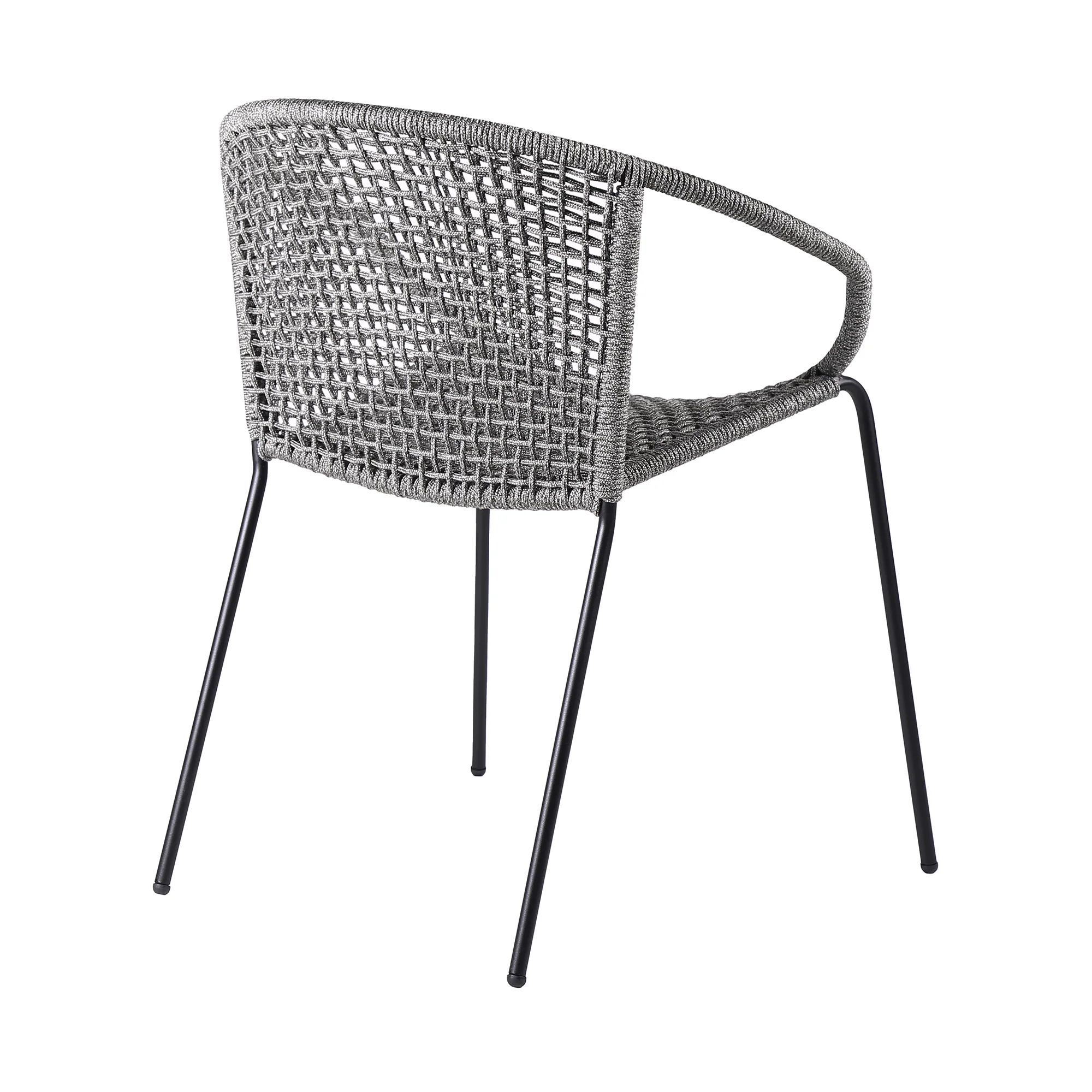 Sydney and Snack 5 Piece Outdoor Patio Dining Set in Grey Rope with Black Eucalyptus Wood By Armen Living - Image 4