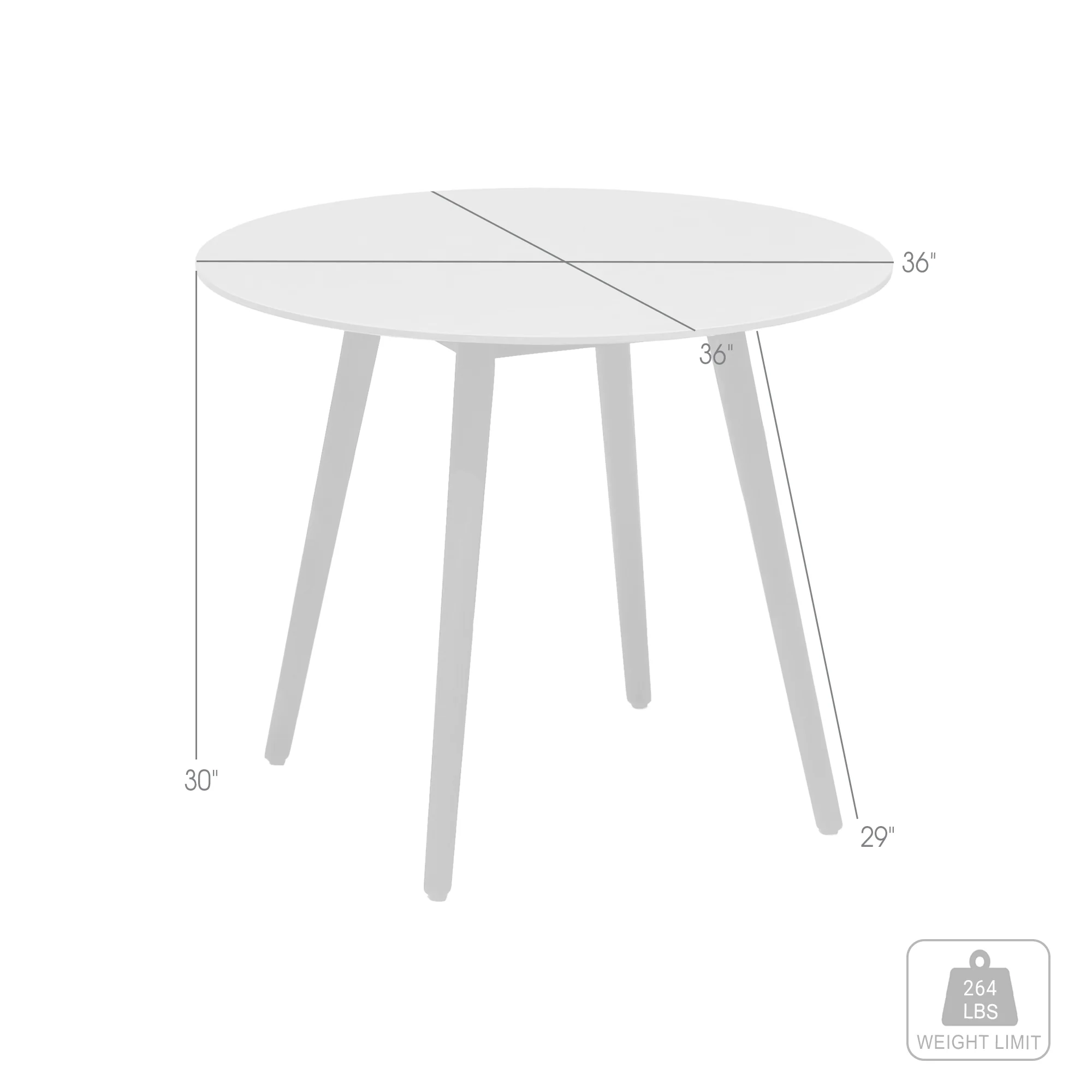 Sydney Outdoor Patio Round 36" Dining Table in Black Eucalyptus and Grey Stone By Armen Living - Image 9