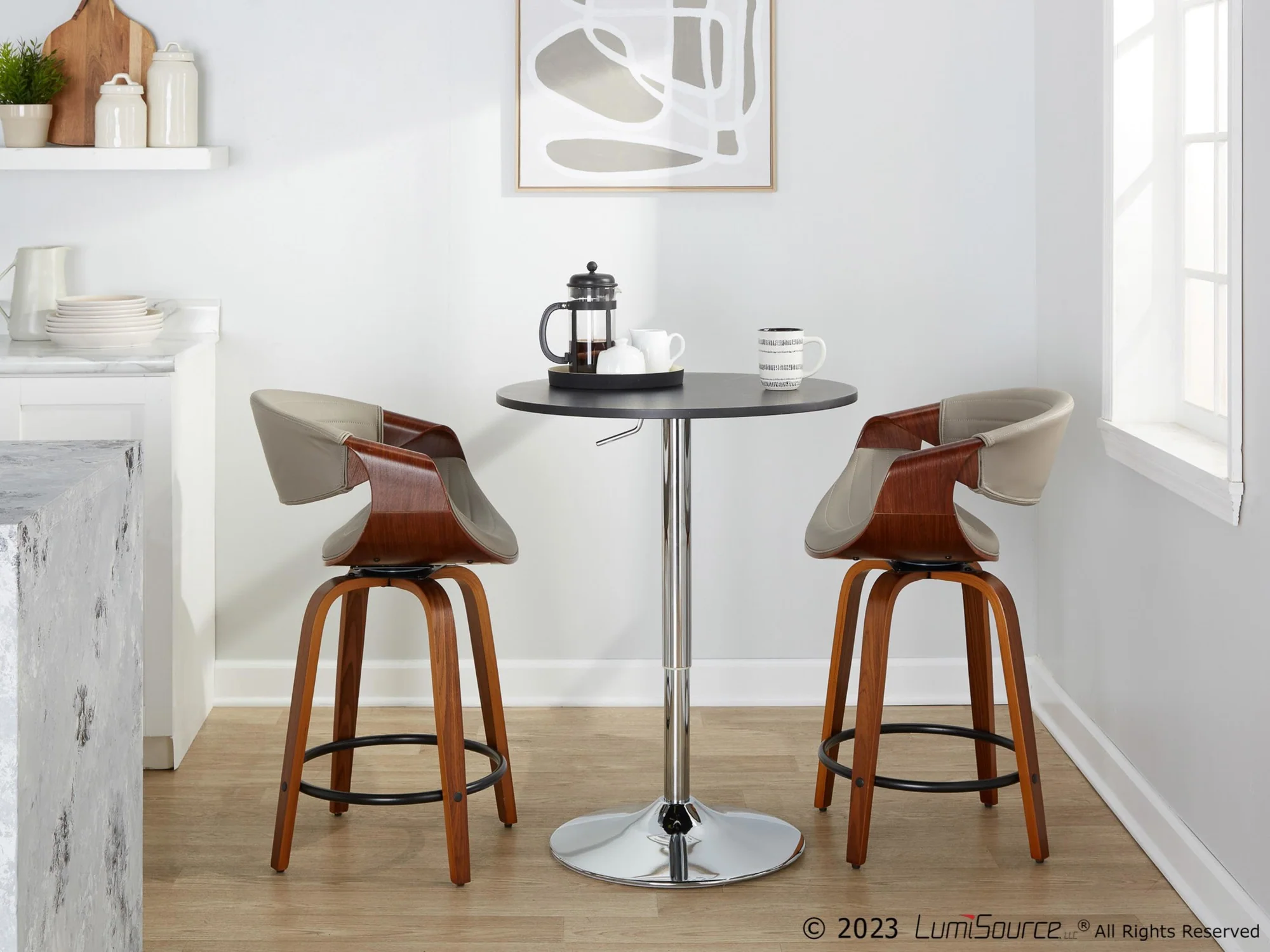 Symphony 24" Fixed-Height Counter Stool - Set of 2 By LumiSource - B24-SYMPPU-GRTZQ2 LGYLGYBK2 - Image 11