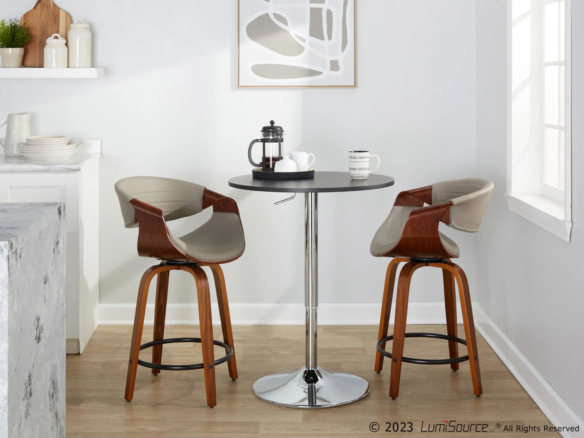 Symphony 24" Fixed-Height Counter Stool - Set of 2 By LumiSource - B24-SYMPPU-GRTZQ2 LGYLGYBK2 - Image 12