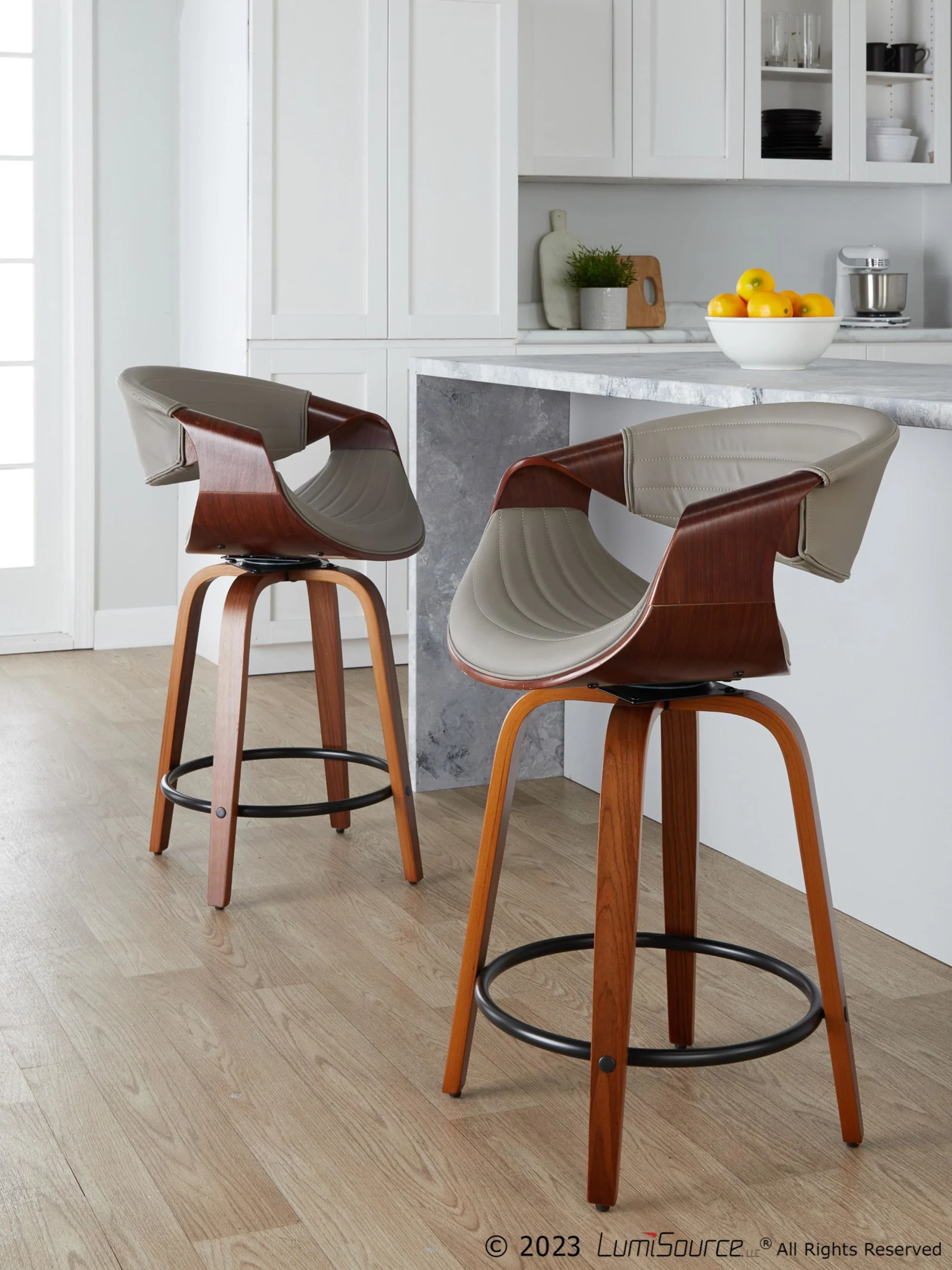 Symphony 24" Fixed-Height Counter Stool - Set of 2 By LumiSource - B24-SYMPPU-GRTZQ2 LGYLGYBK2 - Image 13