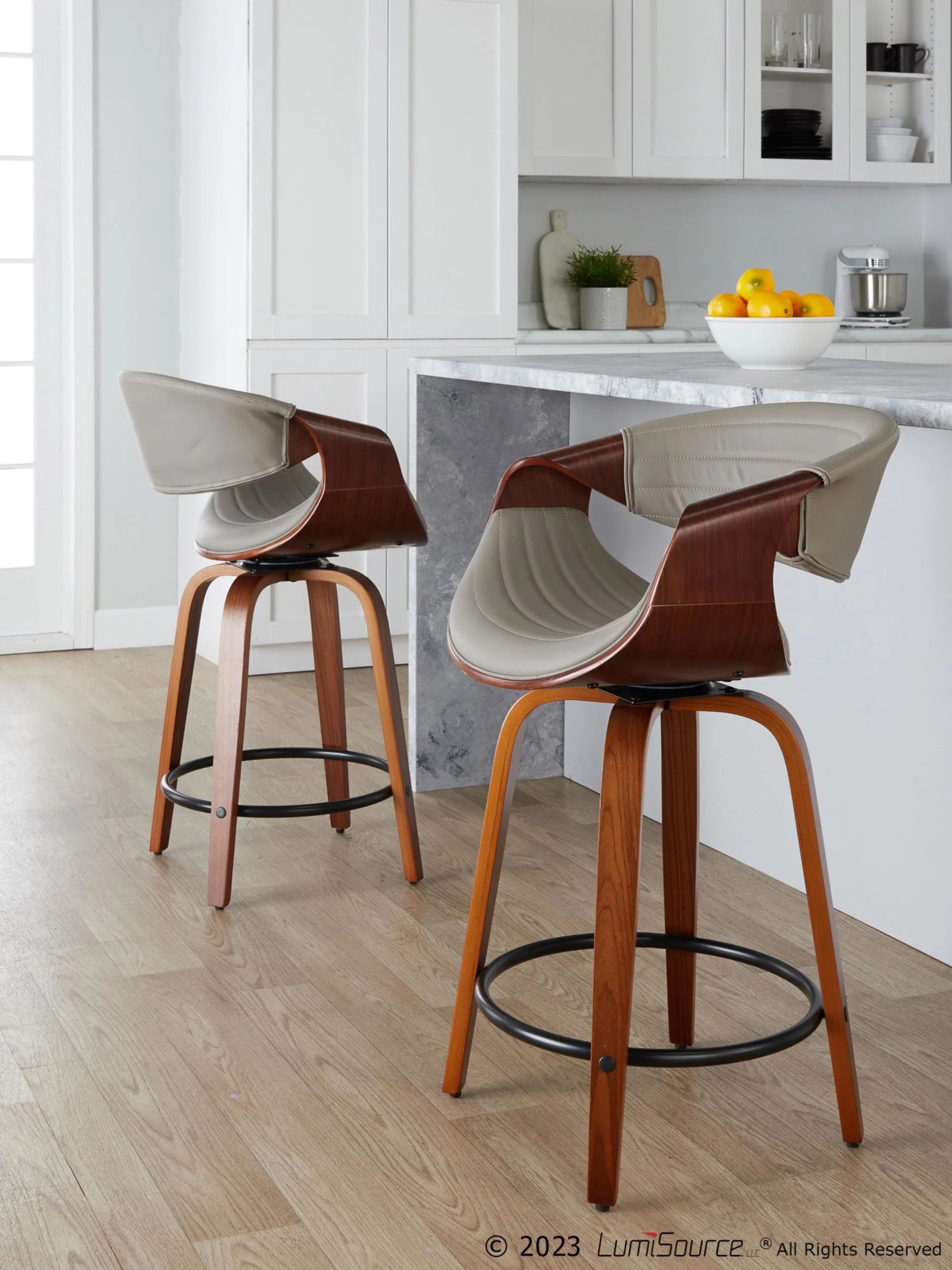 Symphony 24" Fixed-Height Counter Stool - Set of 2 By LumiSource - B24-SYMPPU-GRTZQ2 LGYLGYBK2 - Image 14