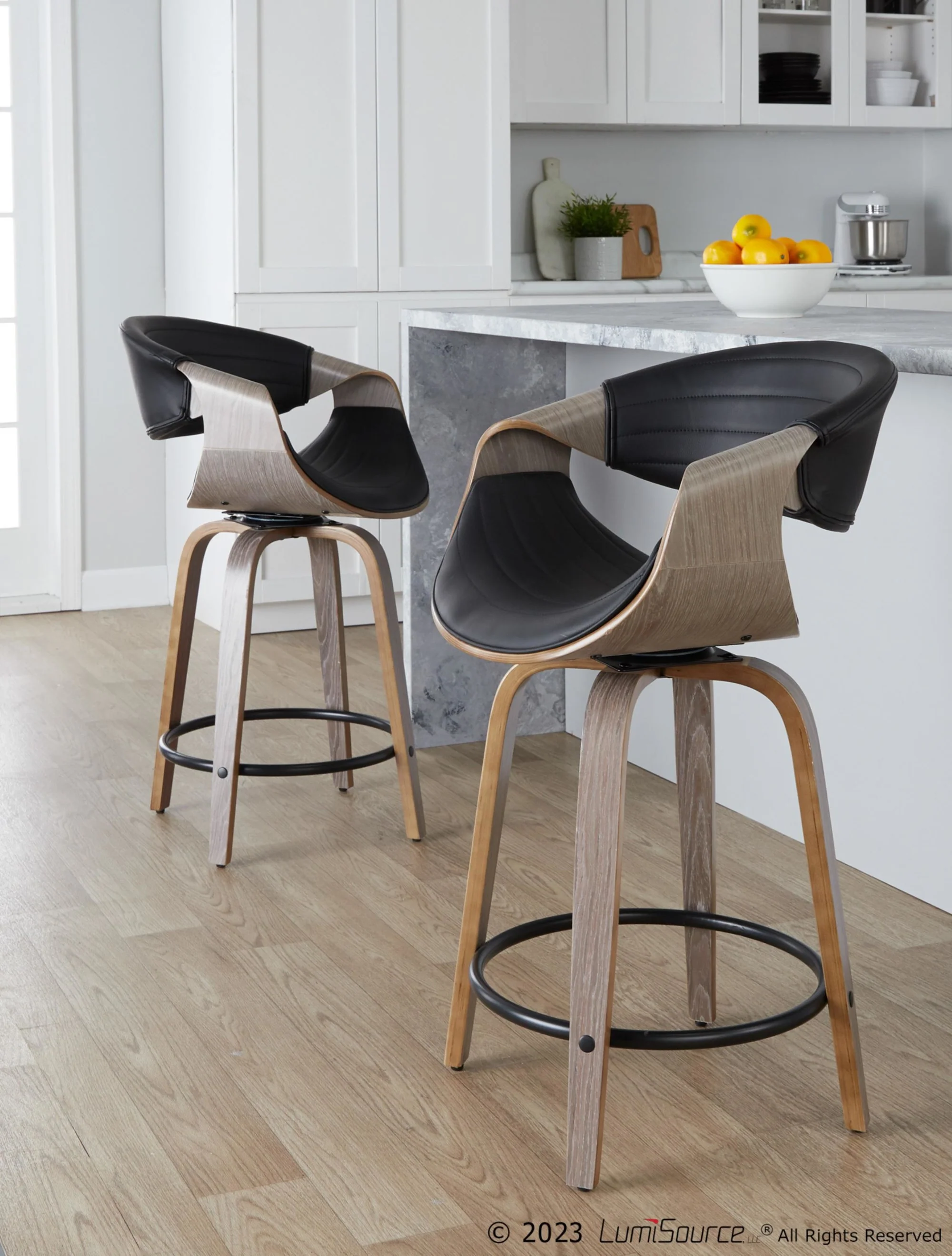 Symphony 24" Fixed-Height Counter Stool - Set of 2 By LumiSource - B24-SYMPPU-GRTZQ2 LGYLGYBK2 - Image 2