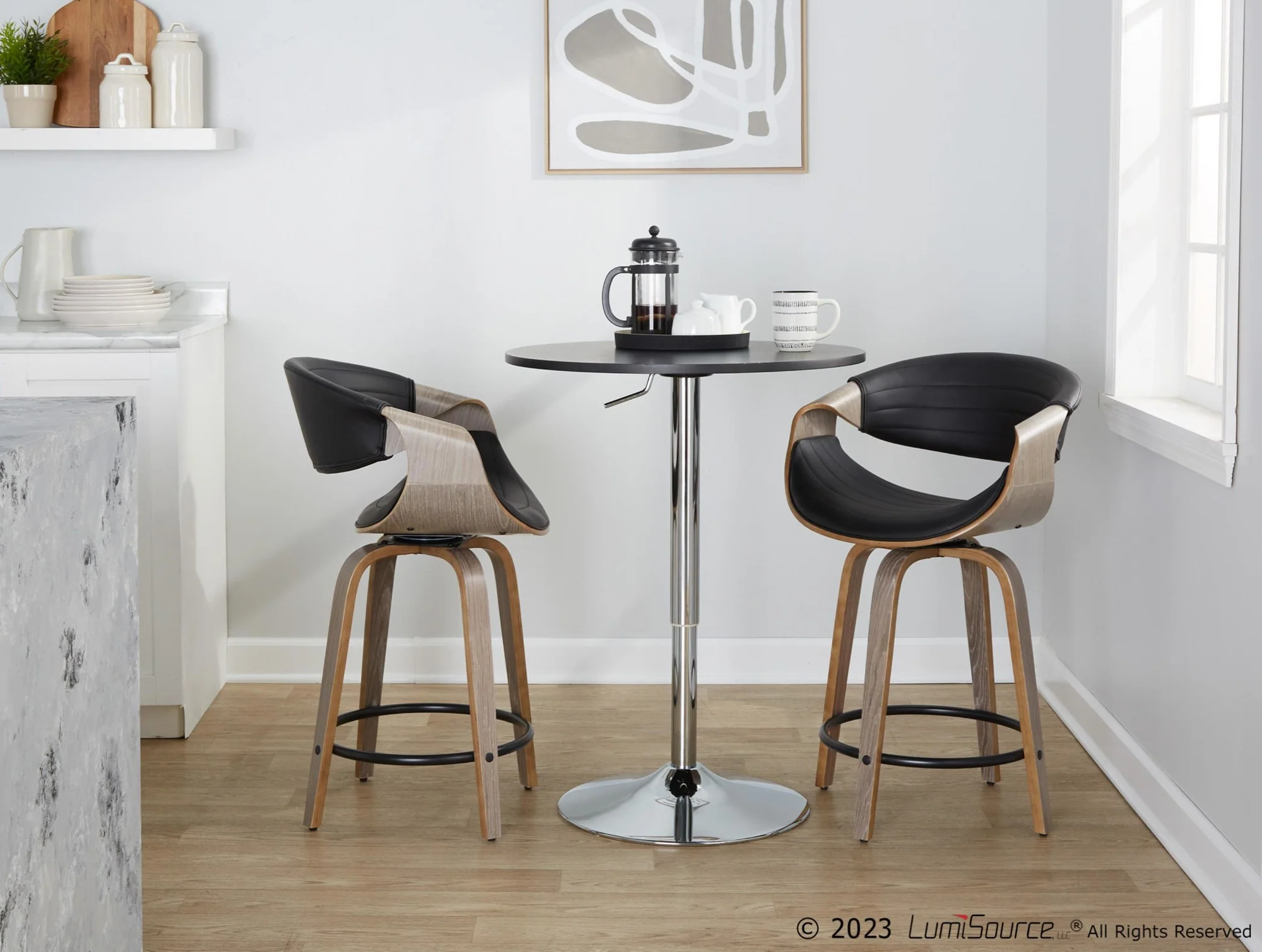 Symphony 24" Fixed-Height Counter Stool - Set of 2 By LumiSource - B24-SYMPPU-GRTZQ2 LGYLGYBK2 - Image 3